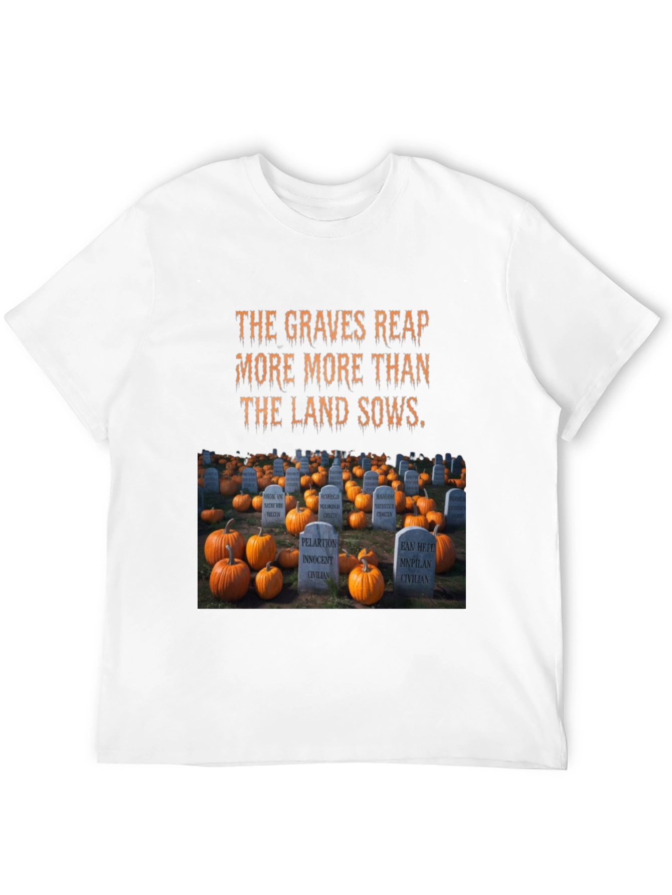Halloween Cemetery Pumpkin Patch Graphic T-Shirt