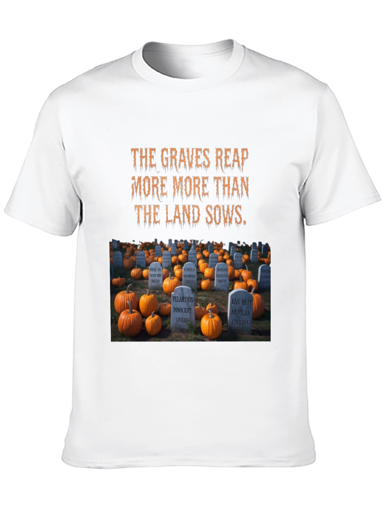 Halloween Cemetery Pumpkin Patch Graphic T-Shirt