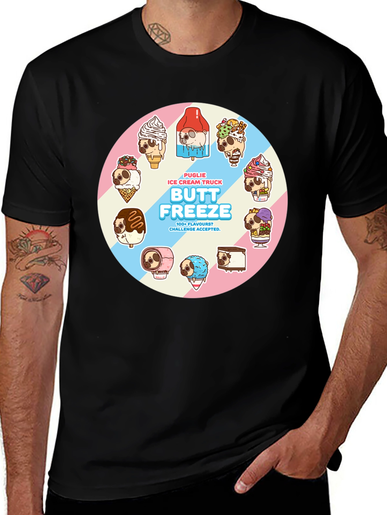Butt Freeze Ice Cream Pug T-Shirt