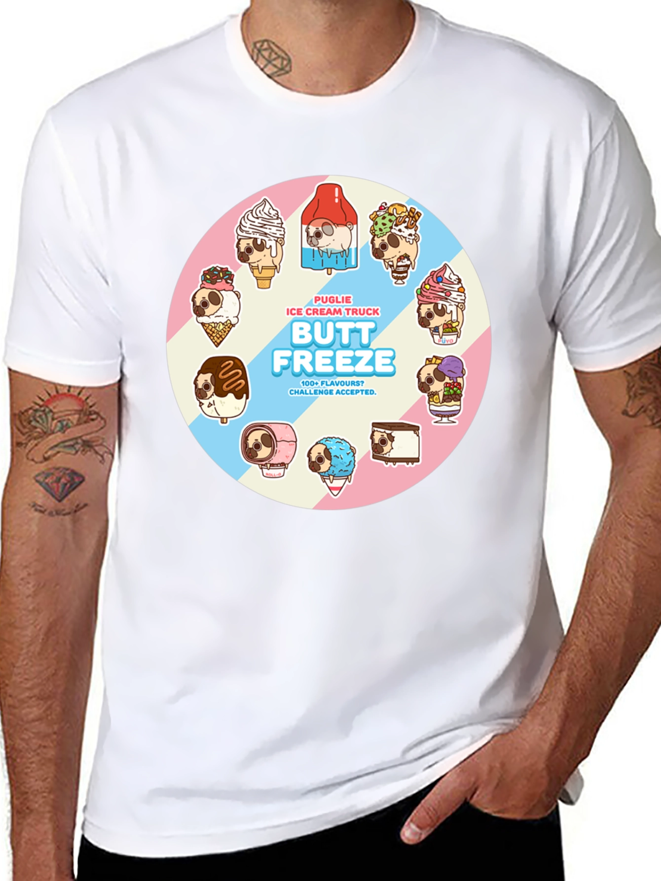 Butt Freeze Ice Cream Pug T-Shirt