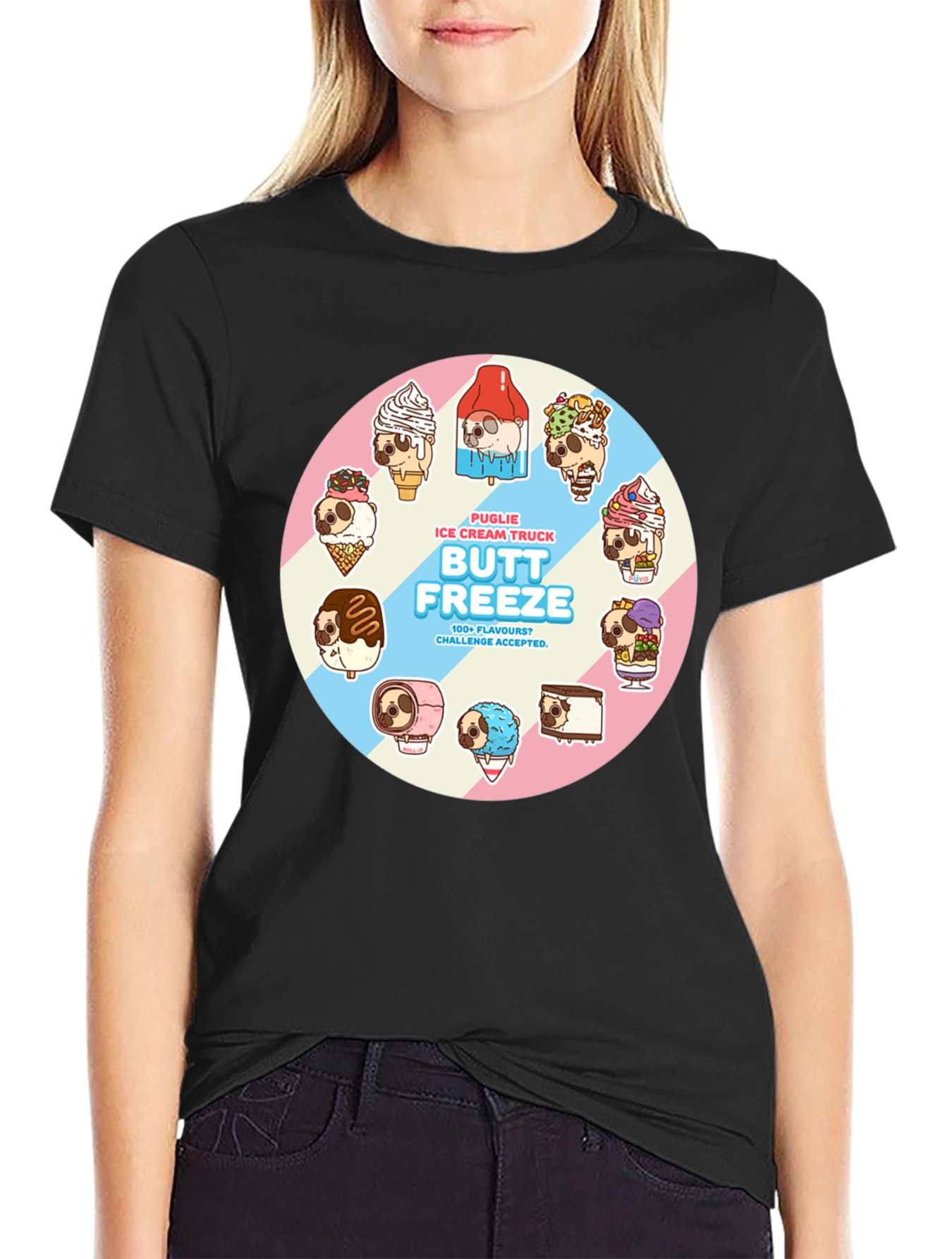 Butt Freeze Ice Cream Pug T-Shirt
