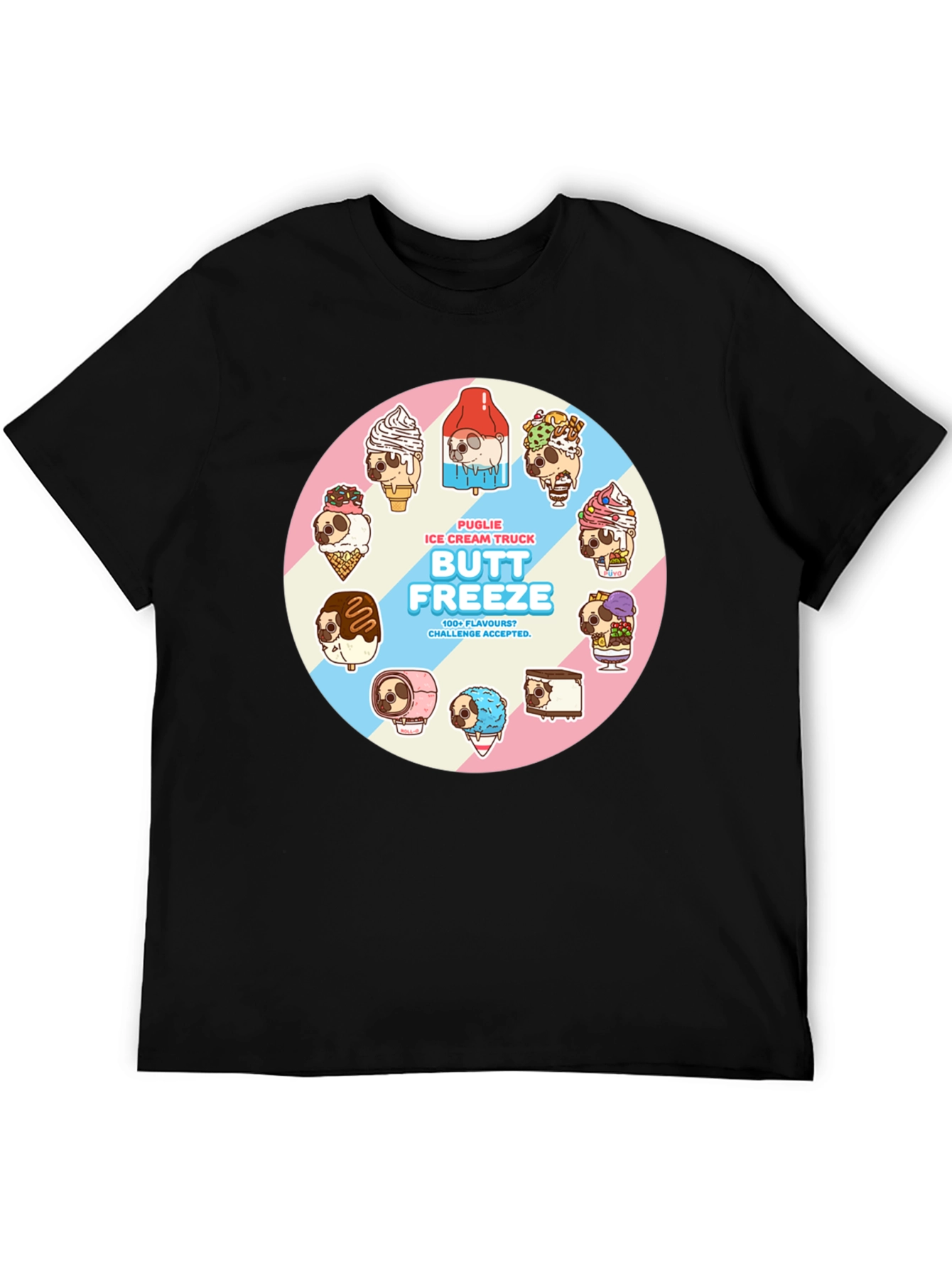 Butt Freeze Ice Cream Pug T-Shirt
