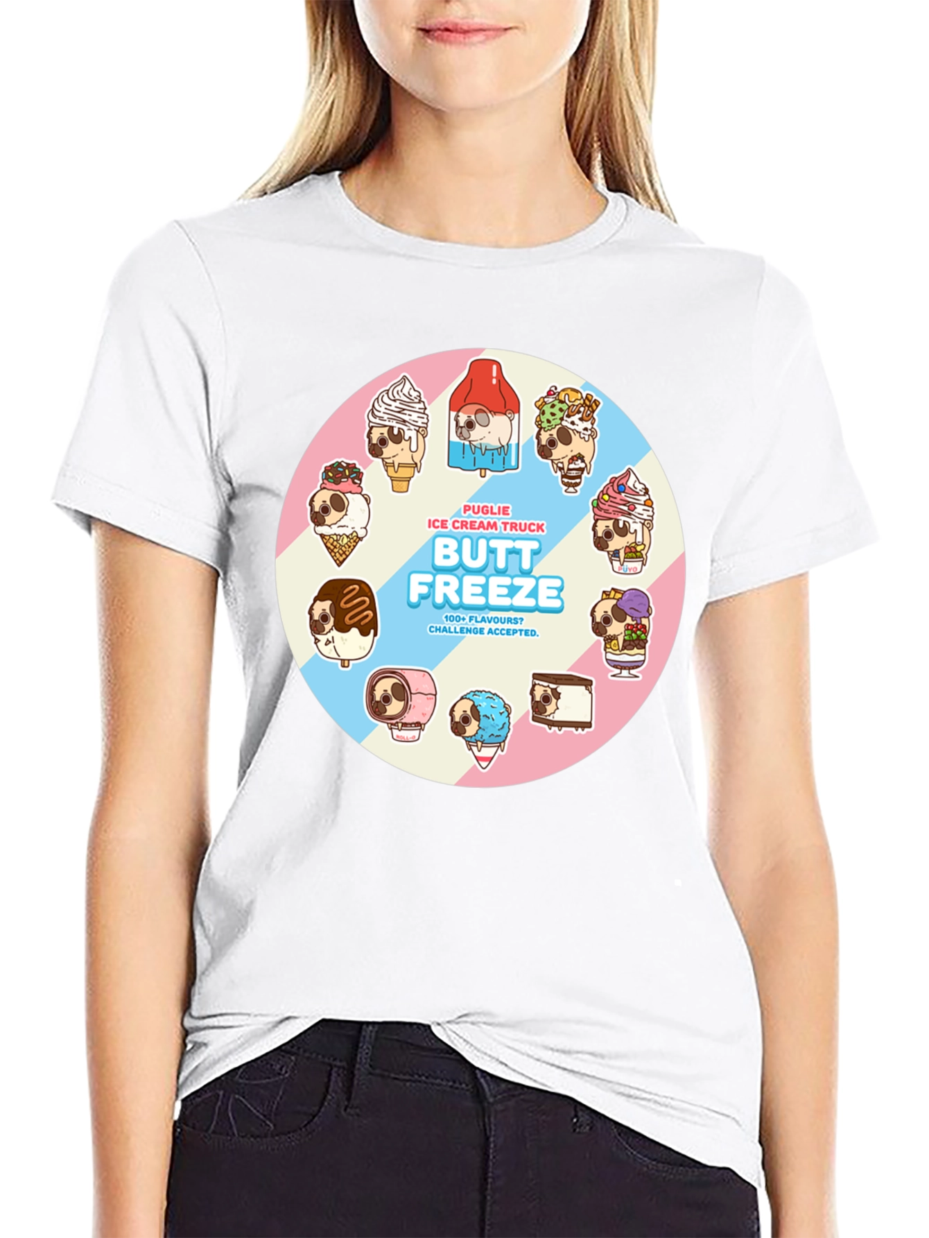 Butt Freeze Ice Cream Pug T-Shirt