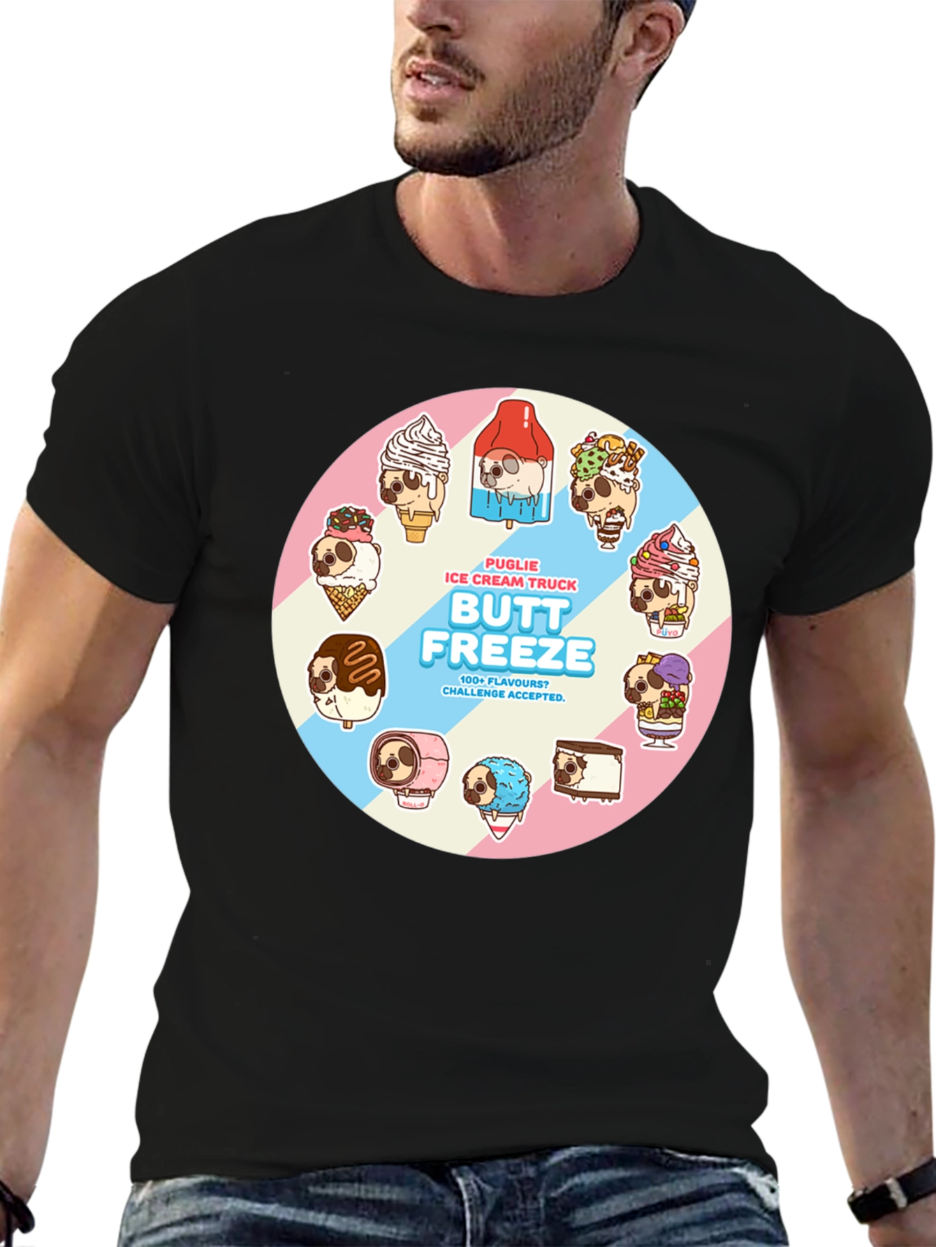 Butt Freeze Ice Cream Pug T-Shirt