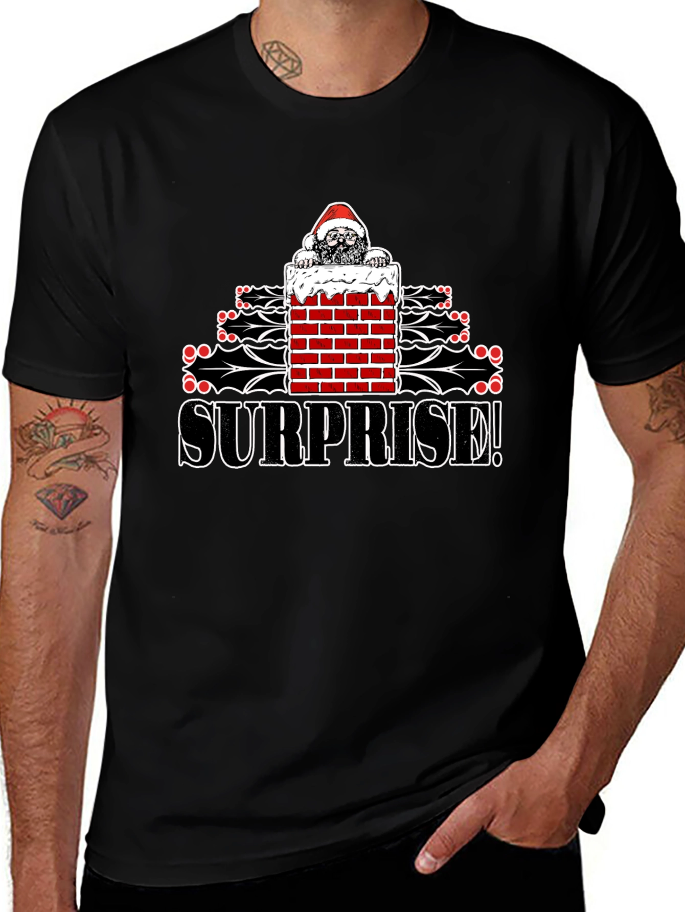 Surprise Santa T-Shirt - Christmas Holiday Fun