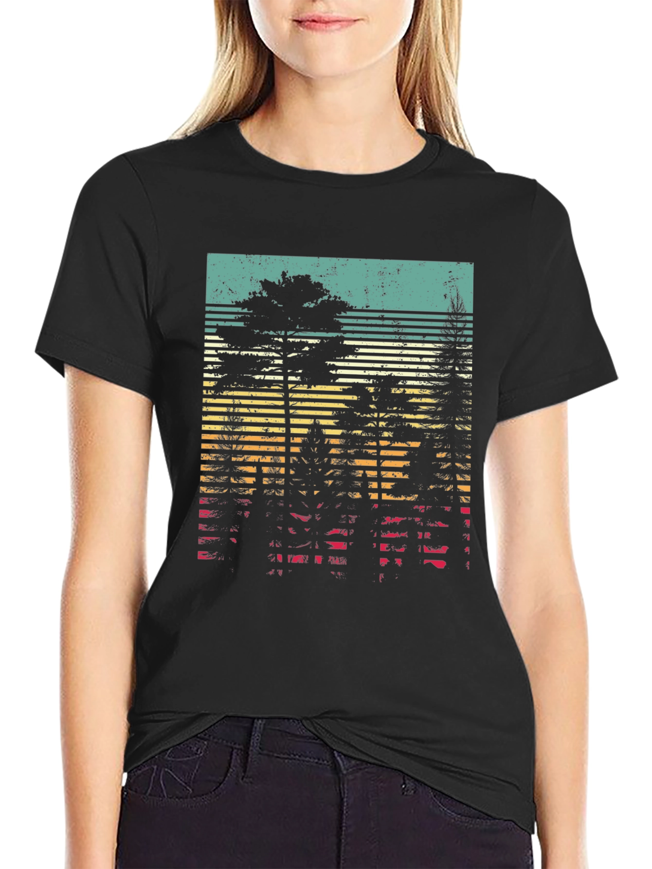 Retro Forest Graphic Tee - Black Unisex T-Shirt