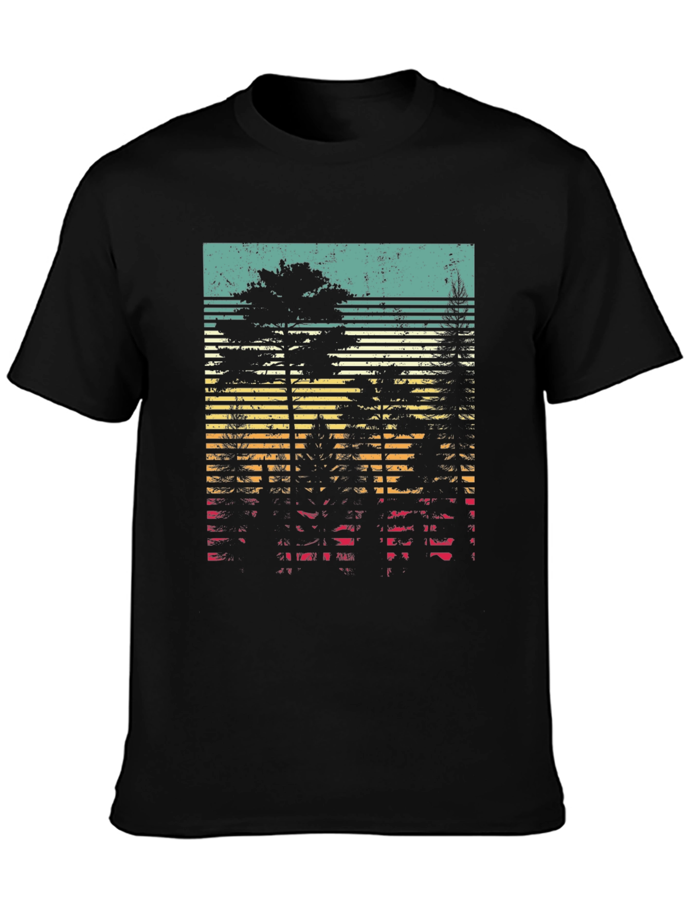 Retro Forest Graphic Tee - Black Unisex T-Shirt