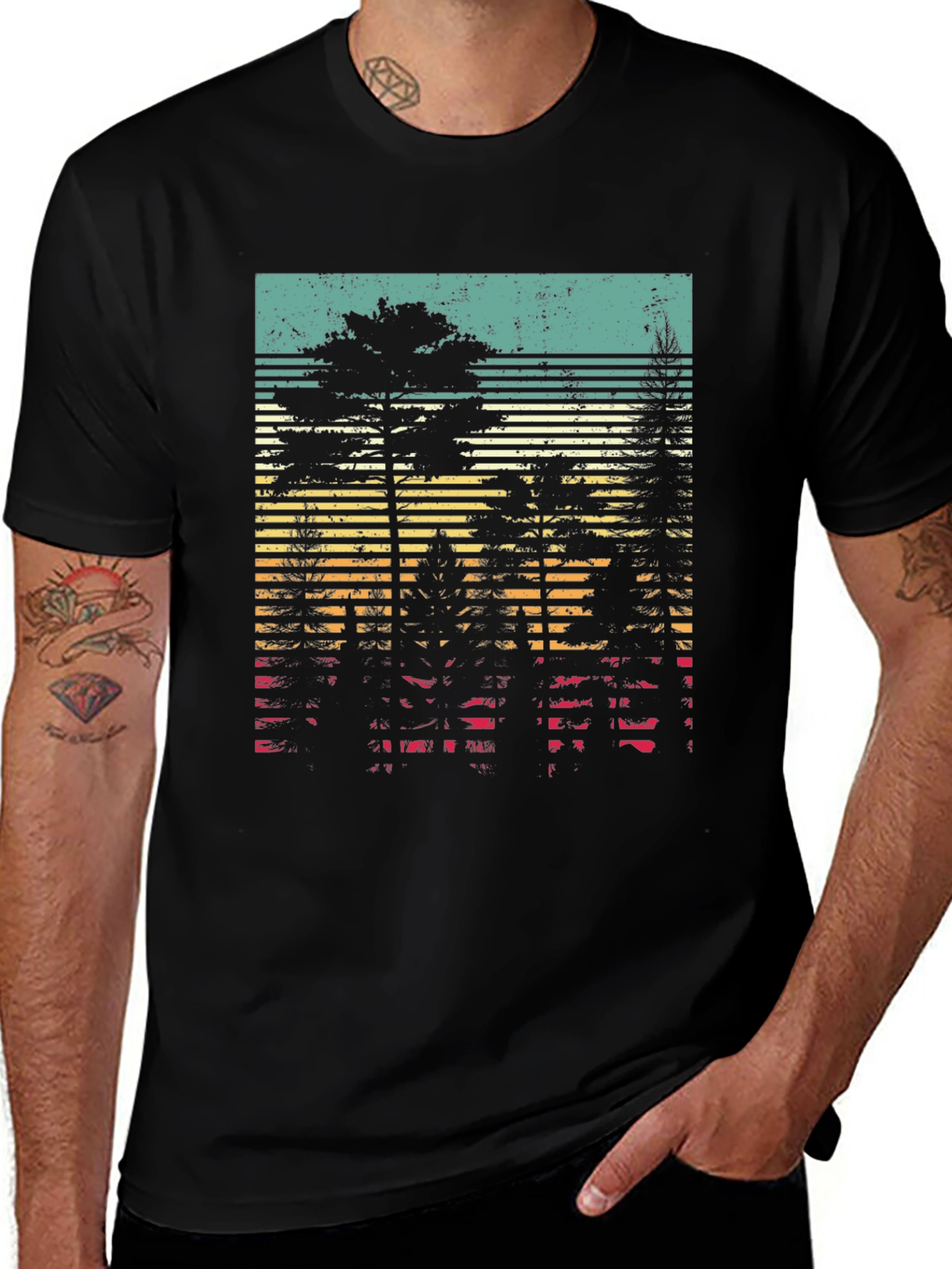 Retro Forest Graphic Tee - Black Unisex T-Shirt