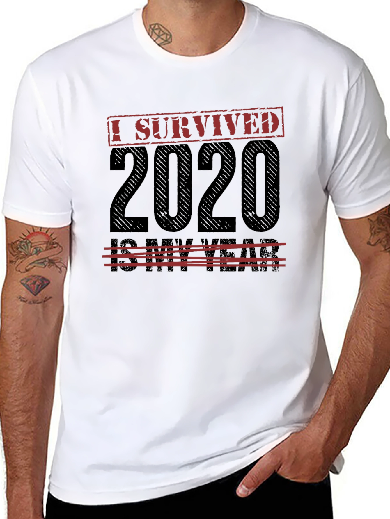 I Survived 2020 Mens Black T-Shirt