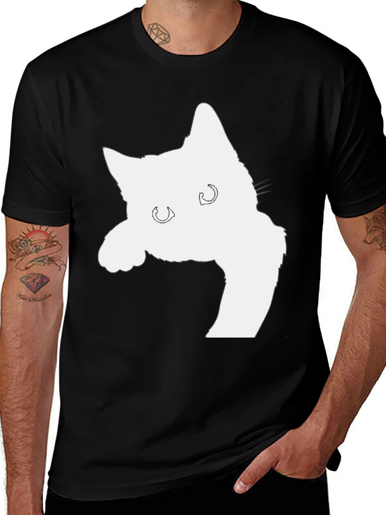 Black Cat Silhouette Graphic T-Shirt