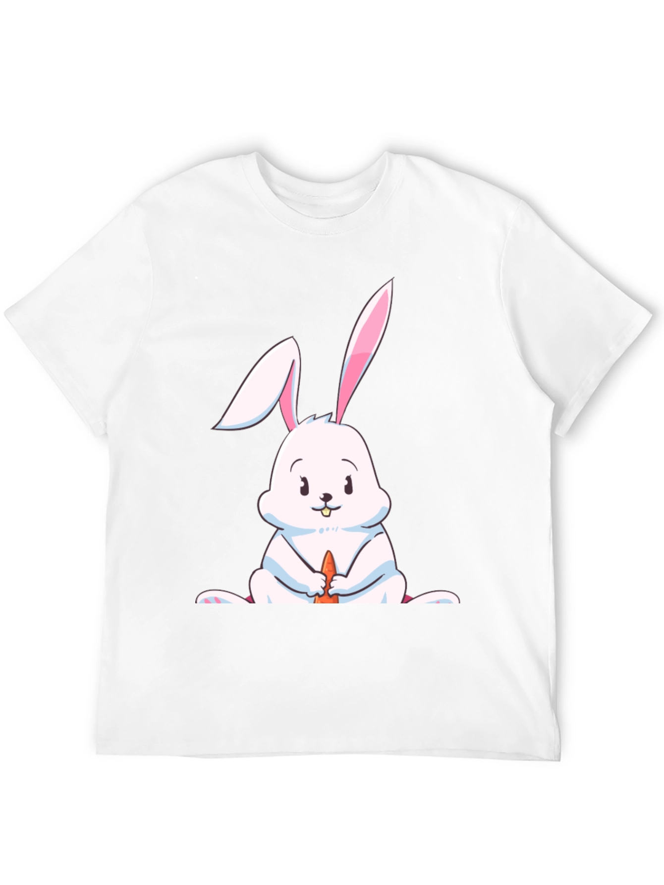 Cute Rabbit Graphic Tee - Black Cotton Blend