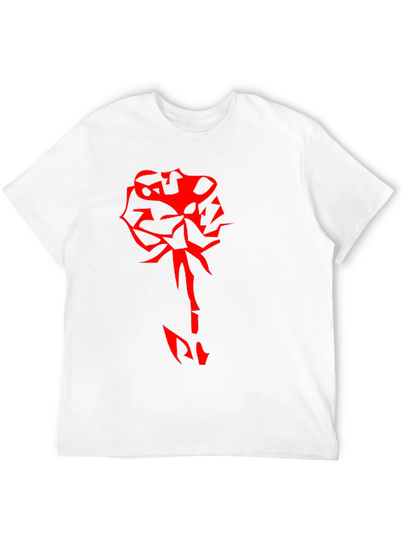 Edgy Red Rose Graphic Black T-Shirt