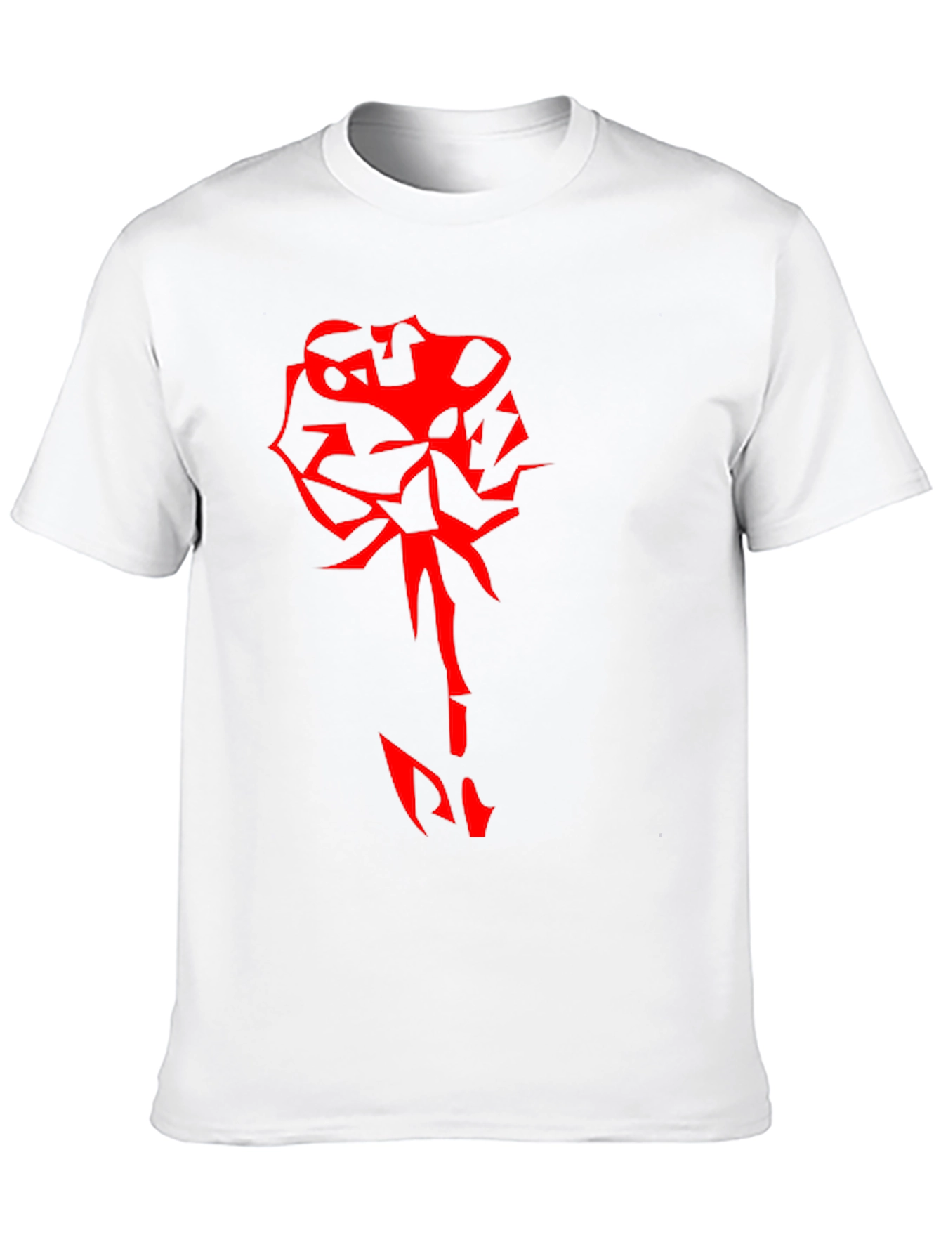 Edgy Red Rose Graphic Black T-Shirt