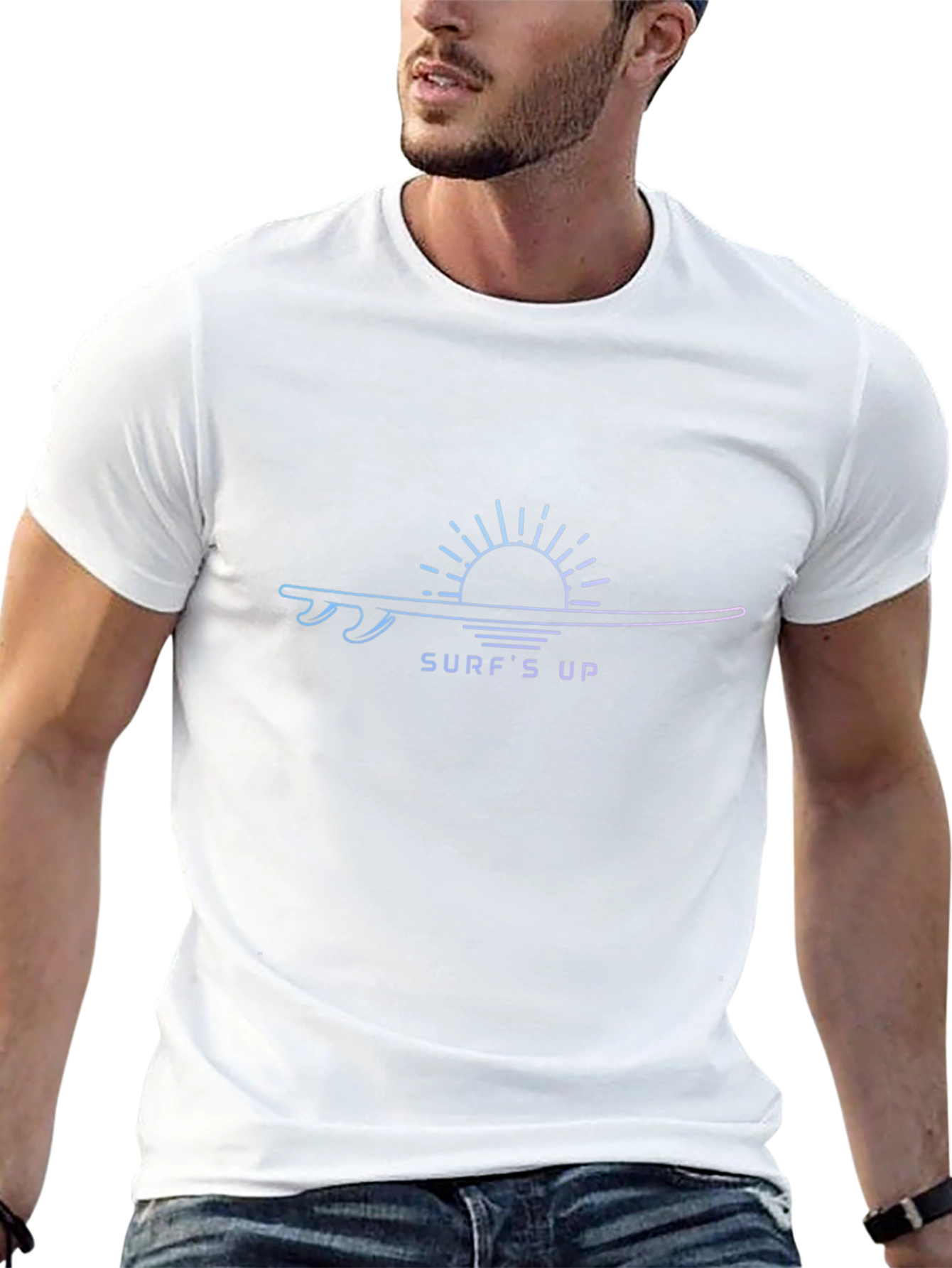 Surfs Up Graphic Tee - Black Cotton T-Shirt