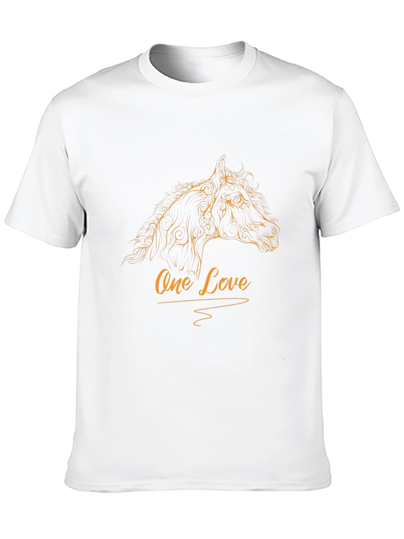 Mens Black T-Shirt with One Love Horse Design