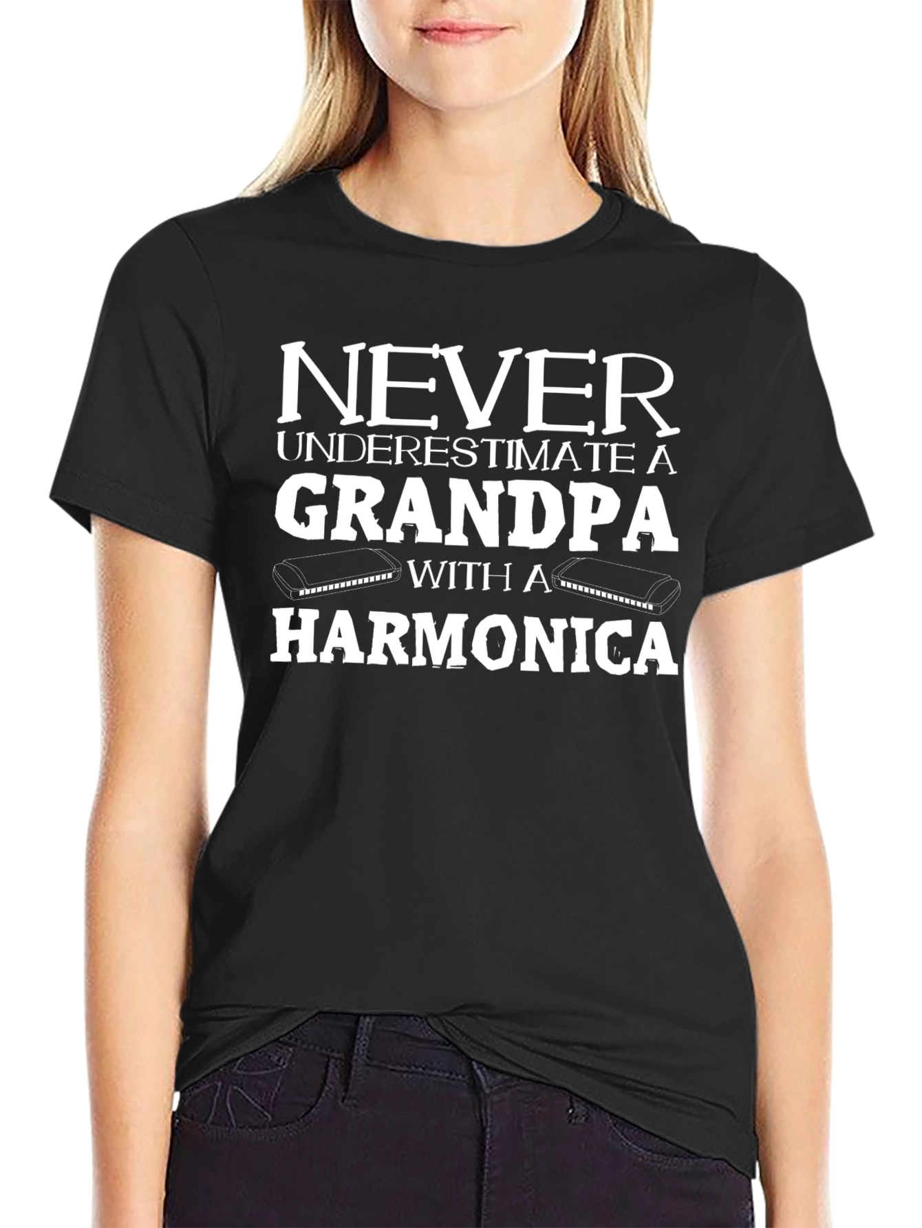 Grandpa Harmonica T-Shirt: Never Underestimate!