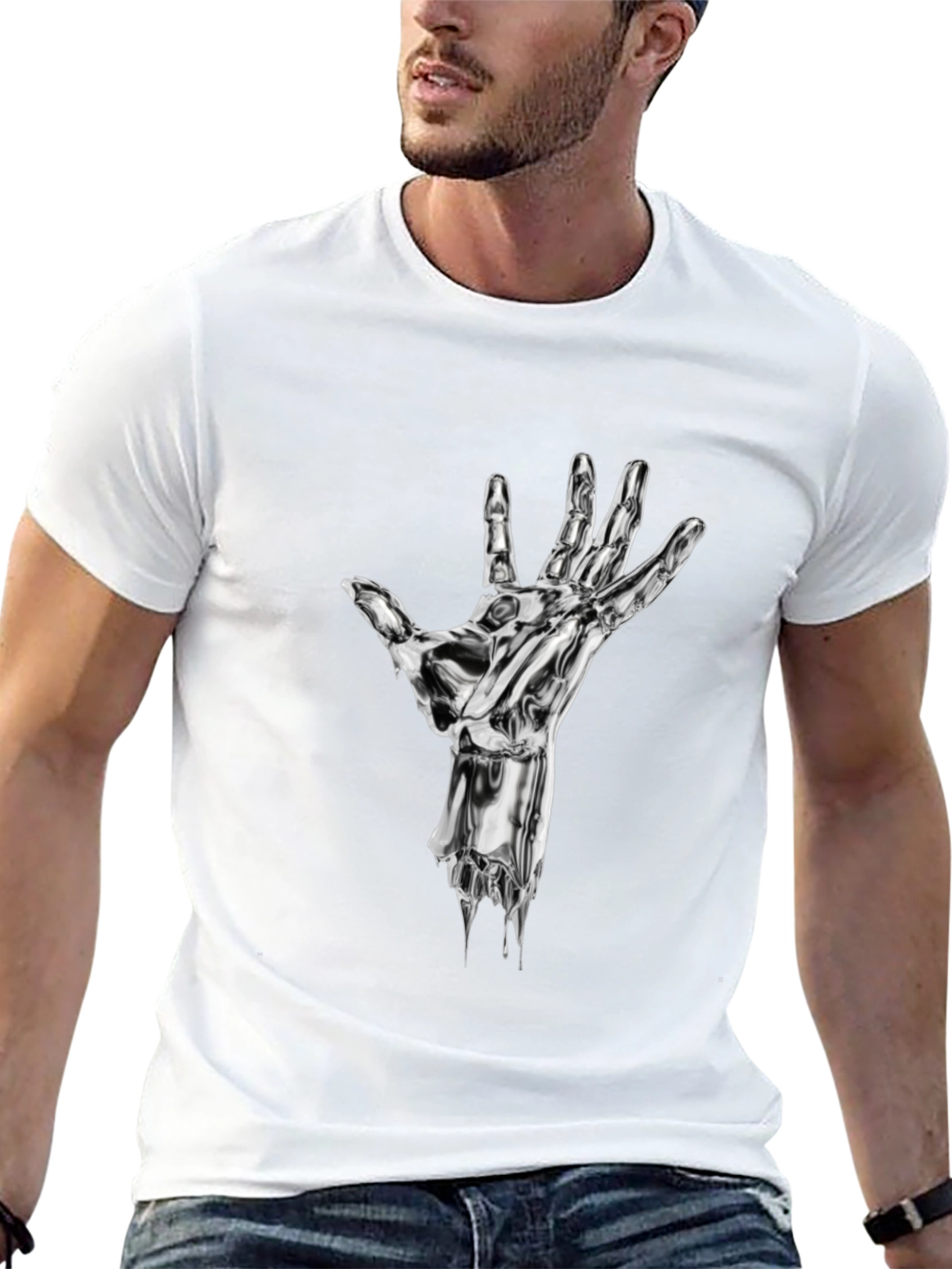 Chrome Hand Graphic Print Black T-Shirt