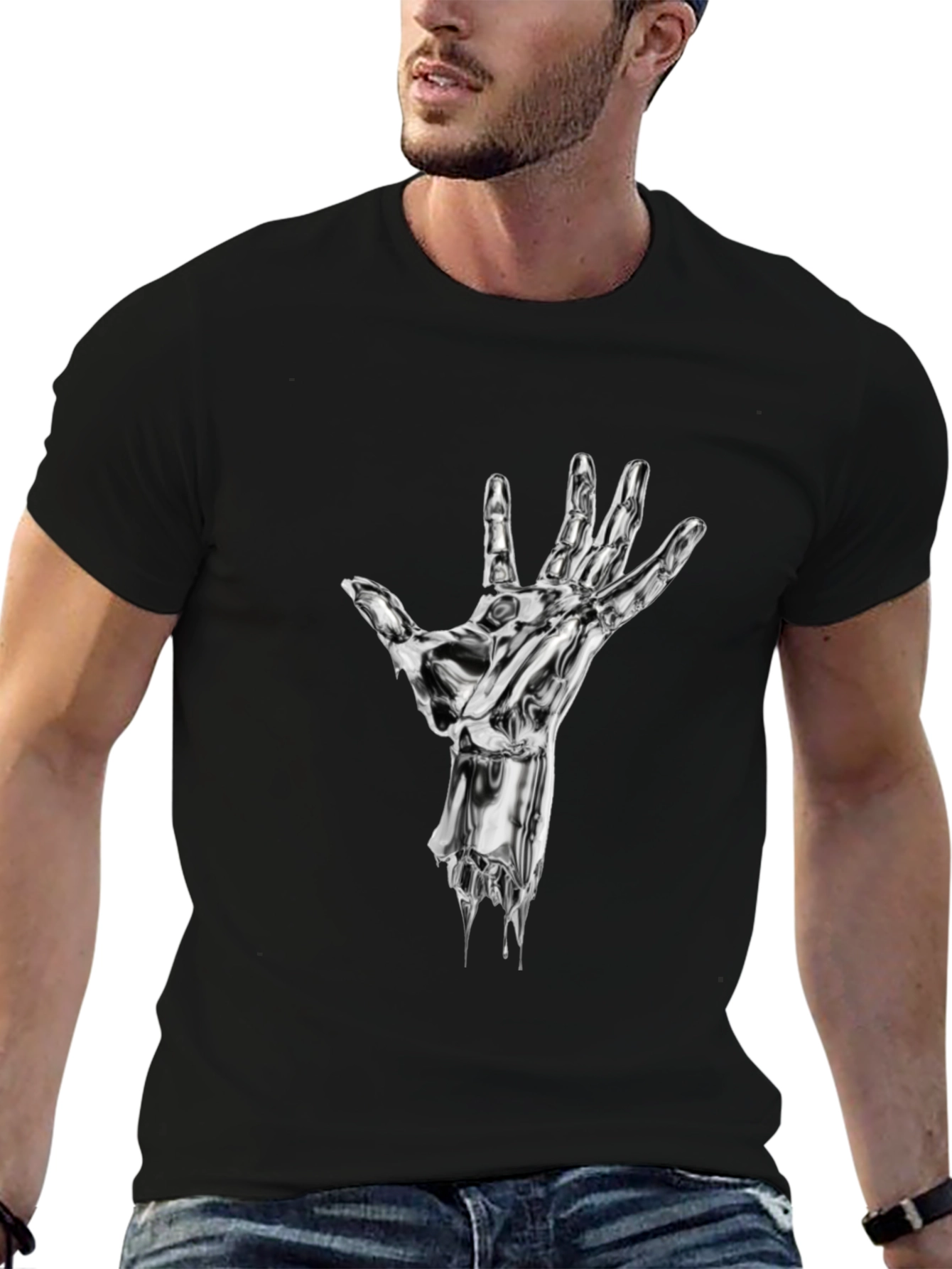 Chrome Hand Graphic Print Black T-Shirt