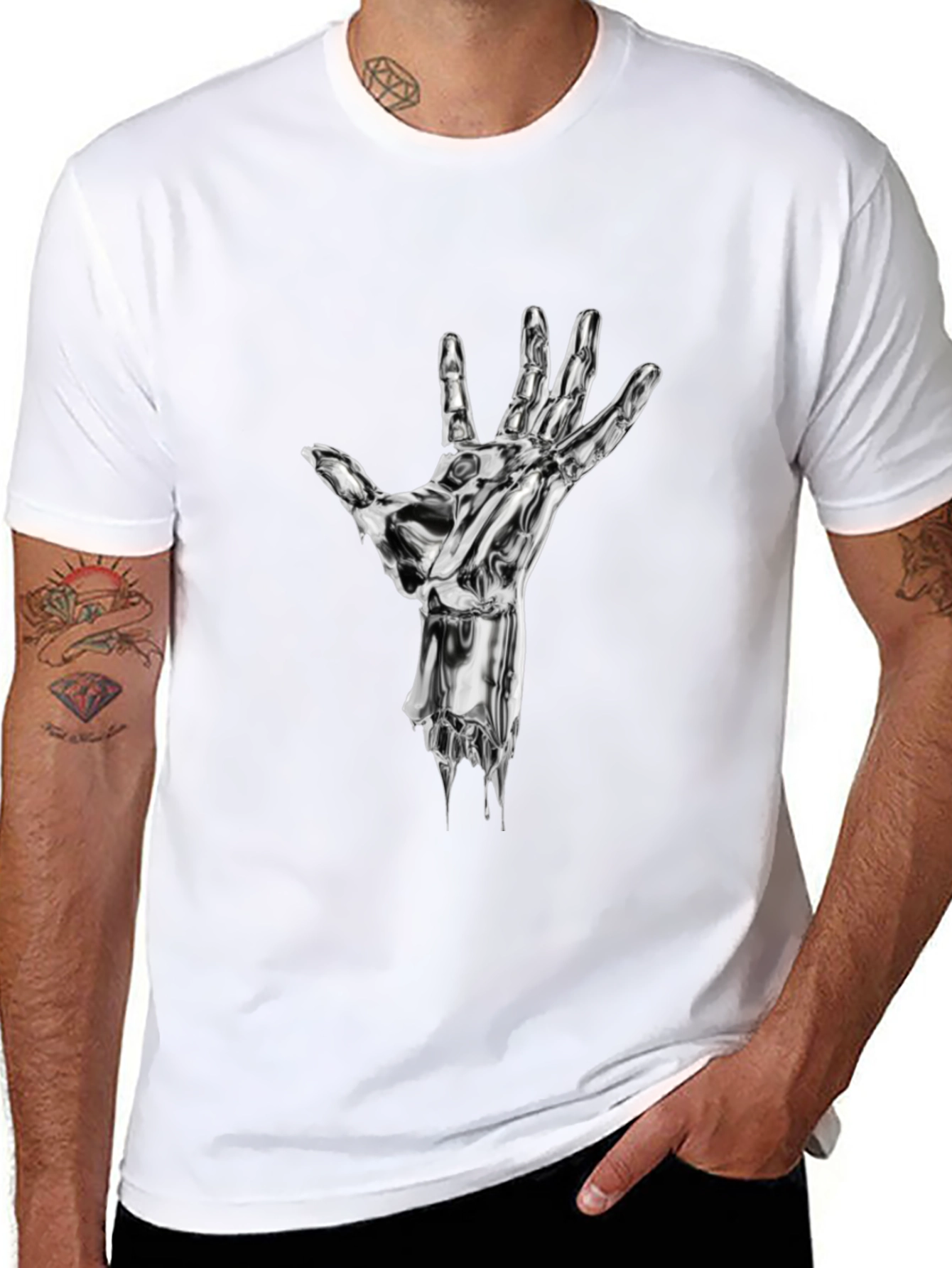 Chrome Hand Graphic Print Black T-Shirt