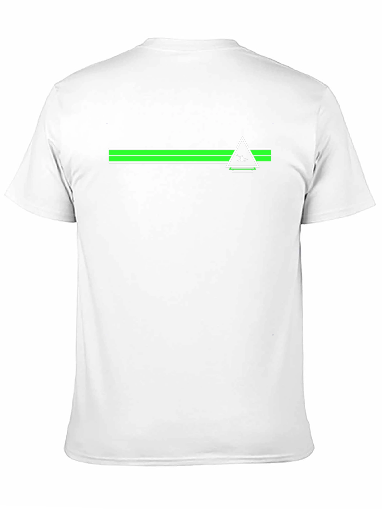 Mens Black Graphic Tee - Green Stripe Triangle Design