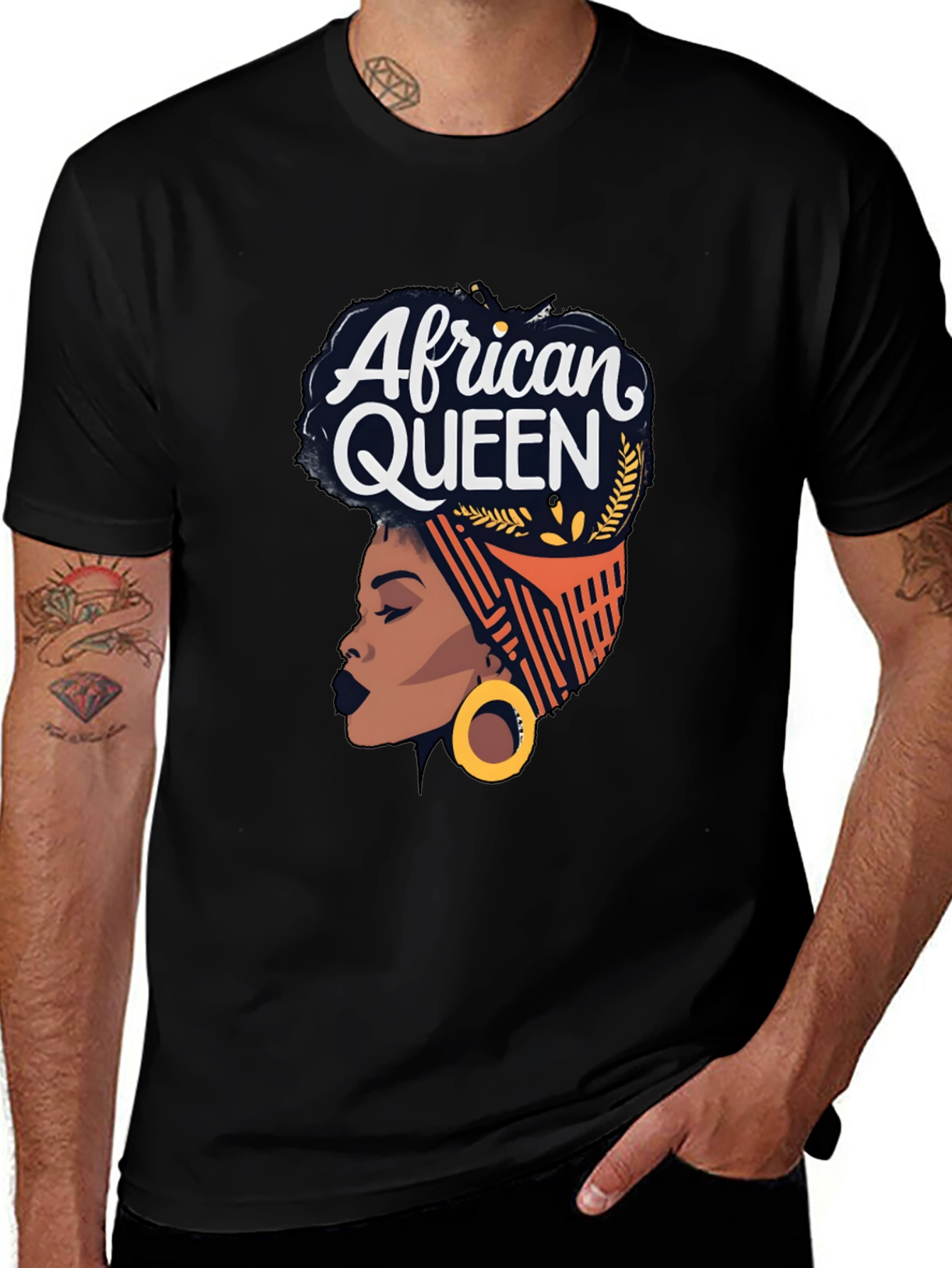 African Queen Graphic T-Shirt - Black