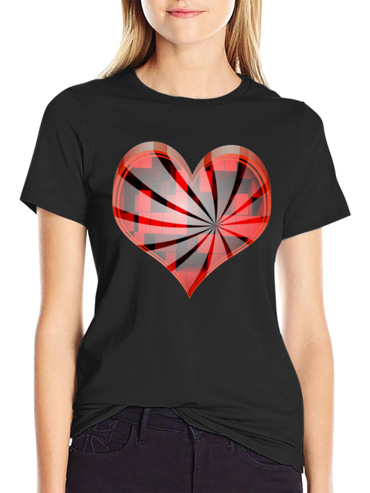 Red Swirl Heart Graphic Tee - Stylish Mens Black T-Shirt