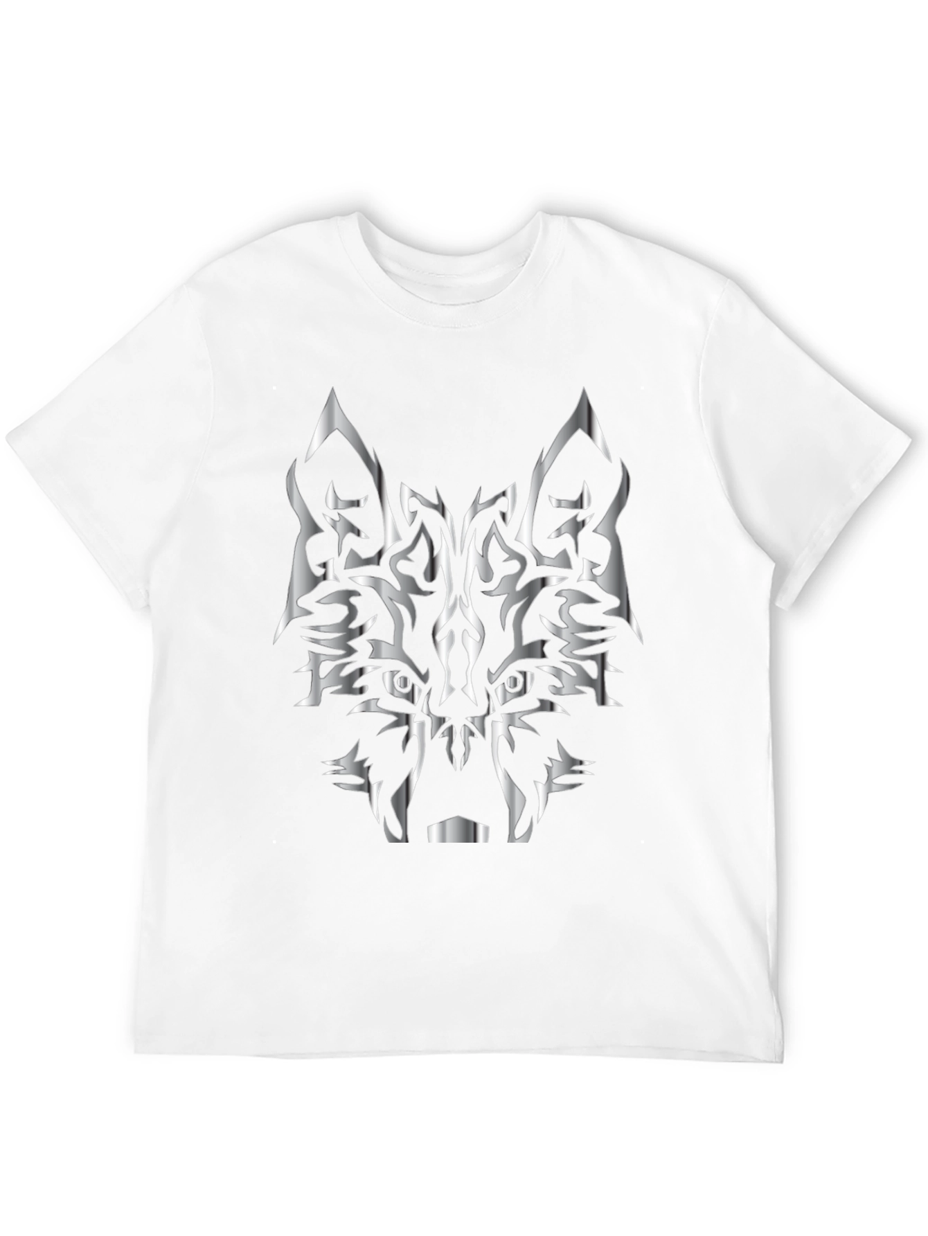 Tribal Wolf Head Graphic Black Tee