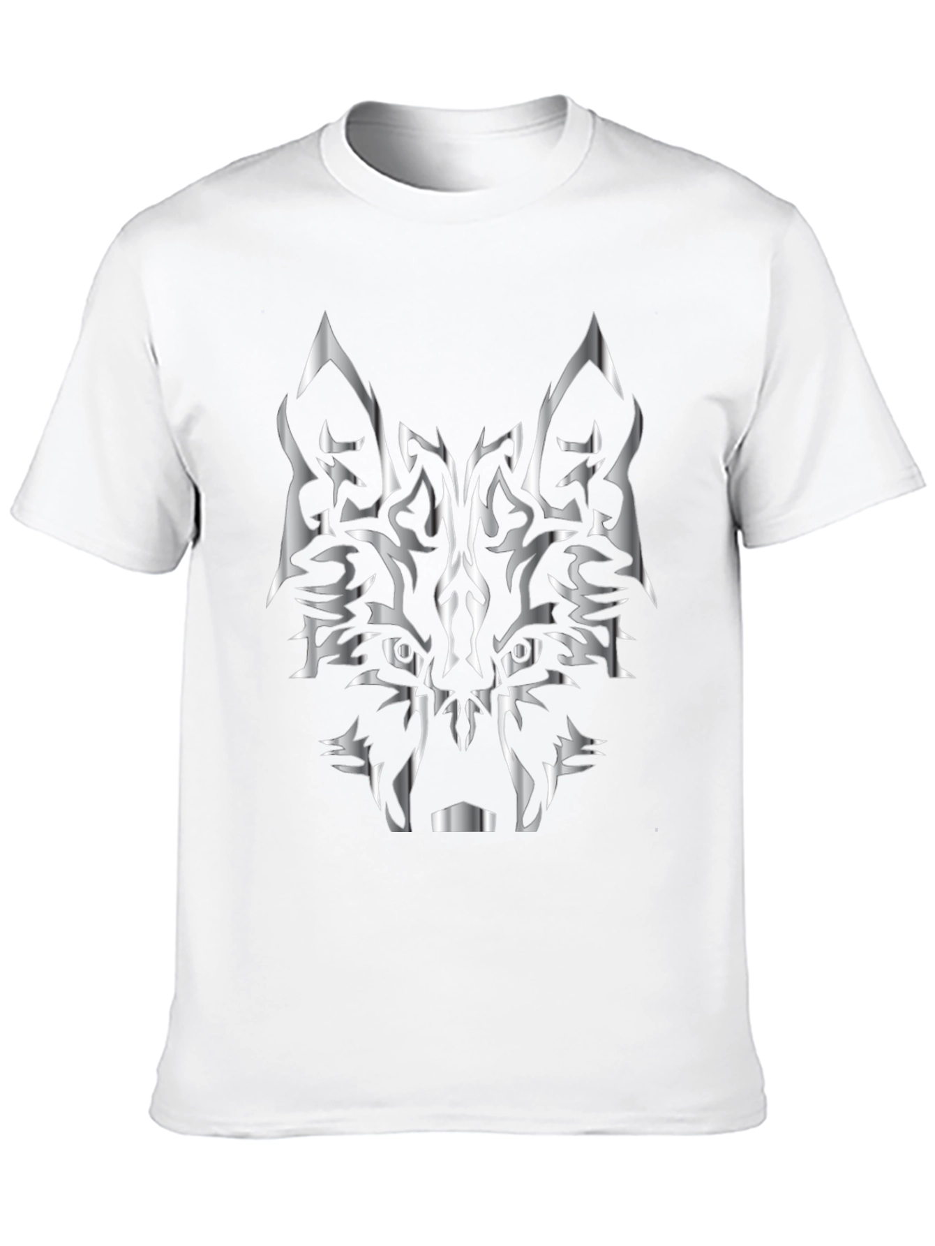 Tribal Wolf Head Graphic Black Tee