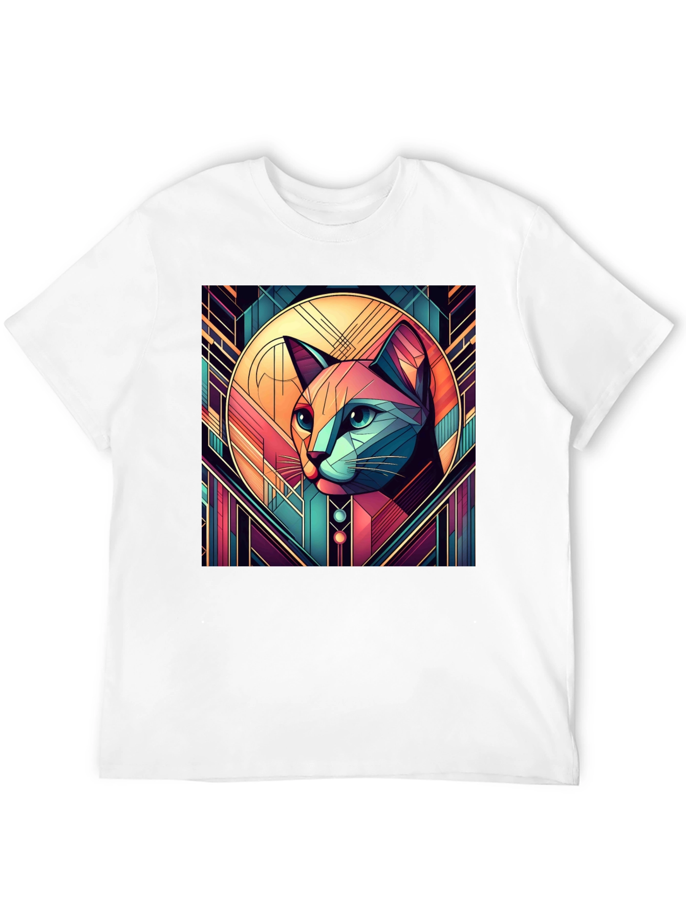 Geometric Cat Art Graphic Tee
