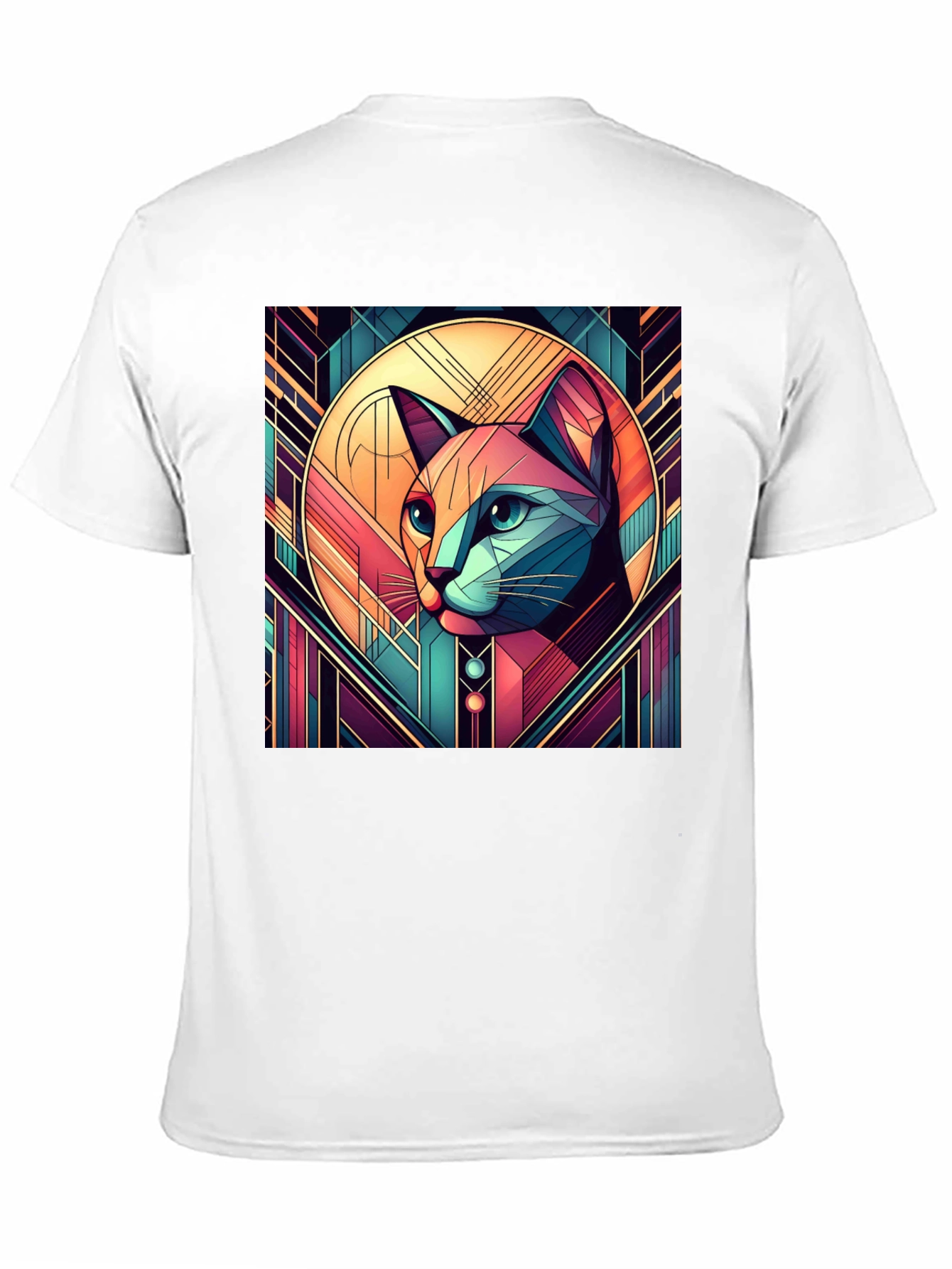 Geometric Cat Art Graphic Tee