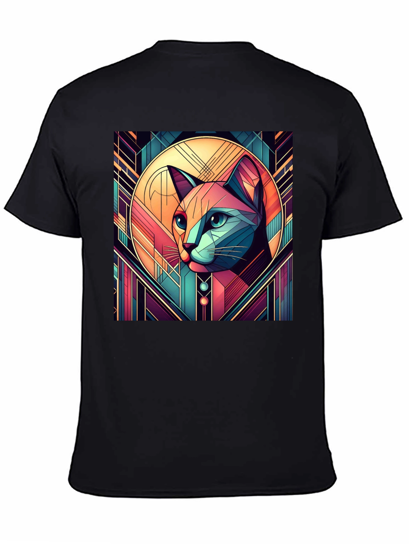 Geometric Cat Art Graphic Tee