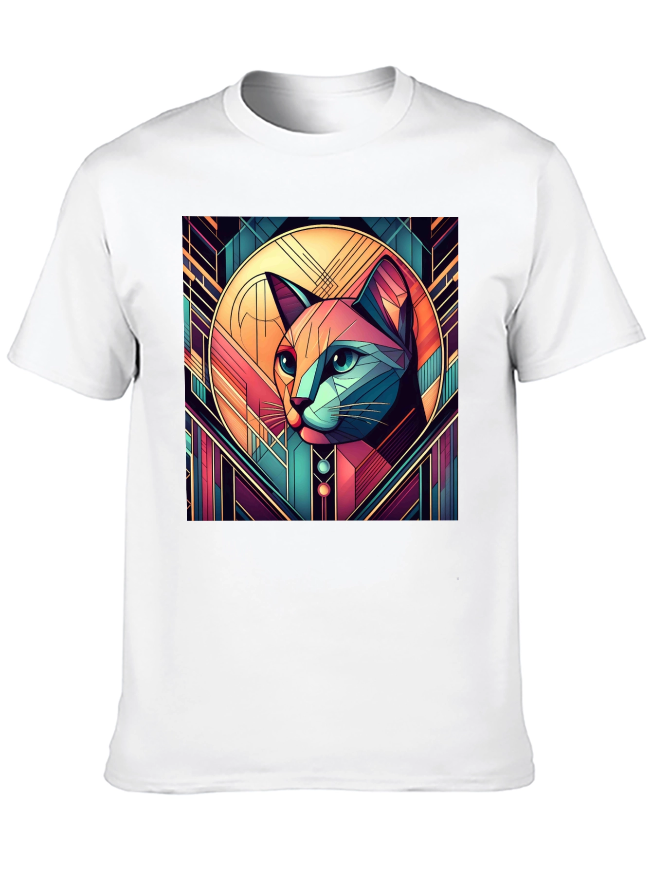 Geometric Cat Art Graphic Tee