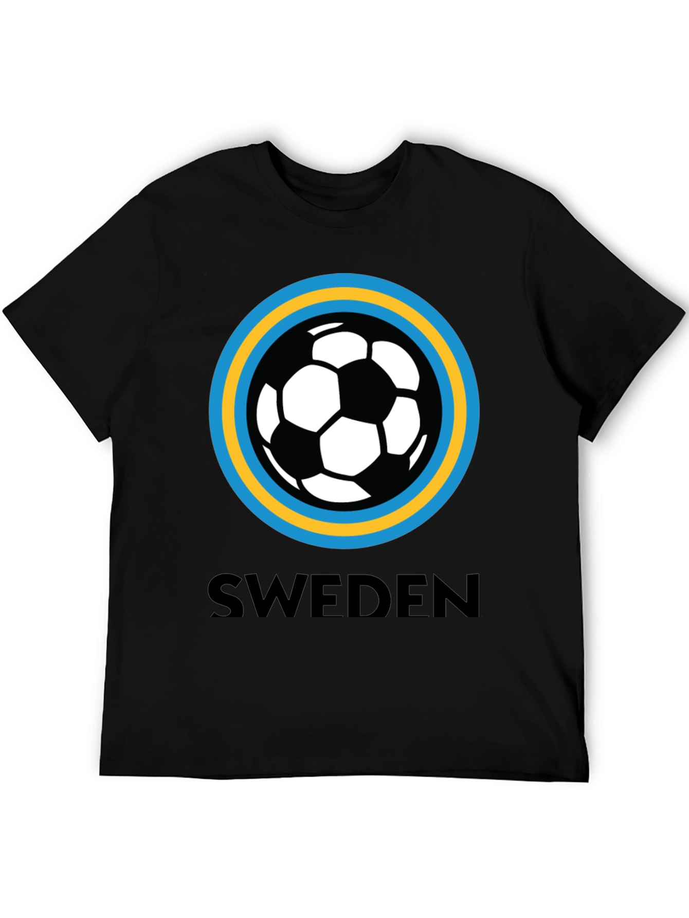Sweden Soccer T-Shirt - Black Graphic Tee