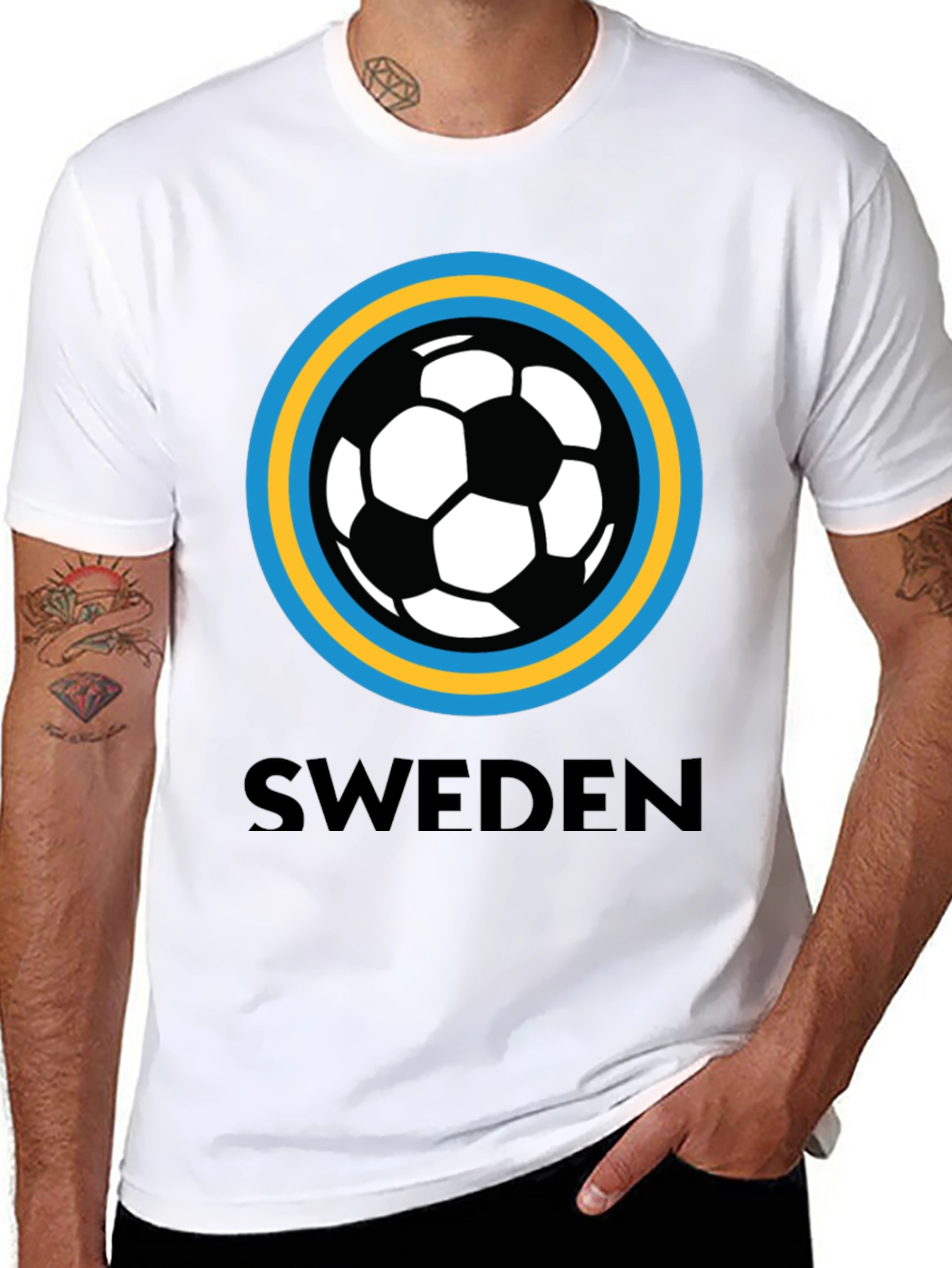 Sweden Soccer T-Shirt - Black Graphic Tee