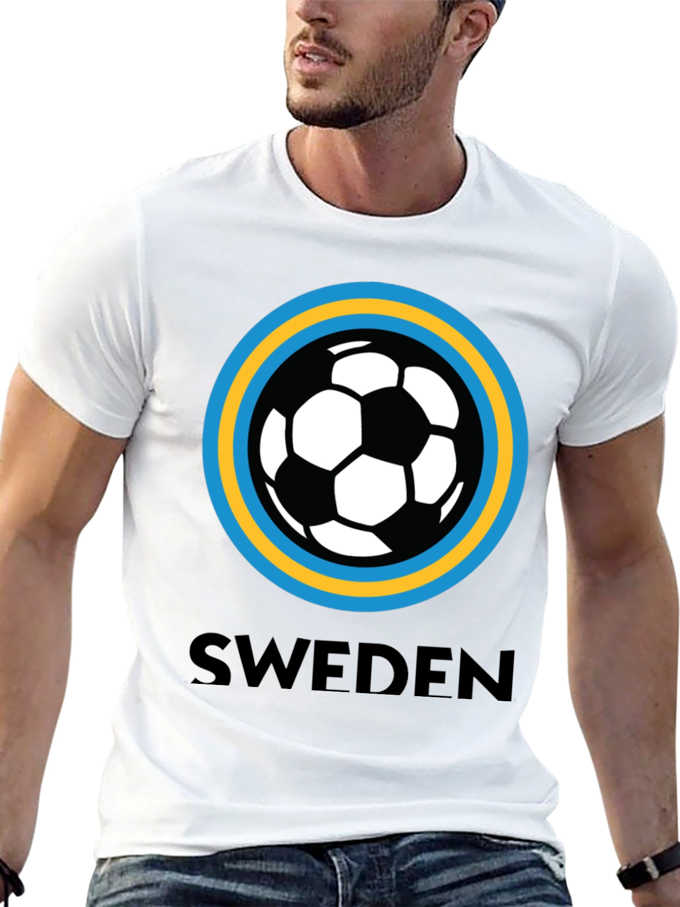 Sweden Soccer T-Shirt - Black Graphic Tee