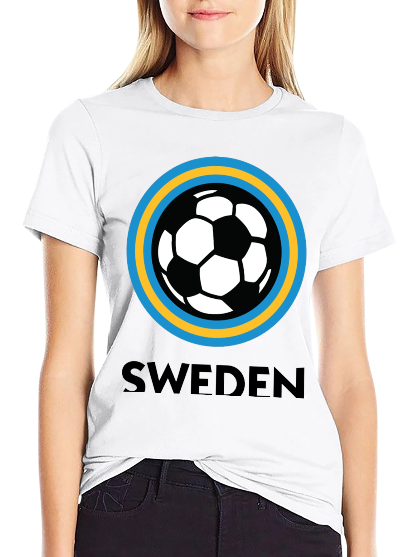 Sweden Soccer T-Shirt - Black Graphic Tee