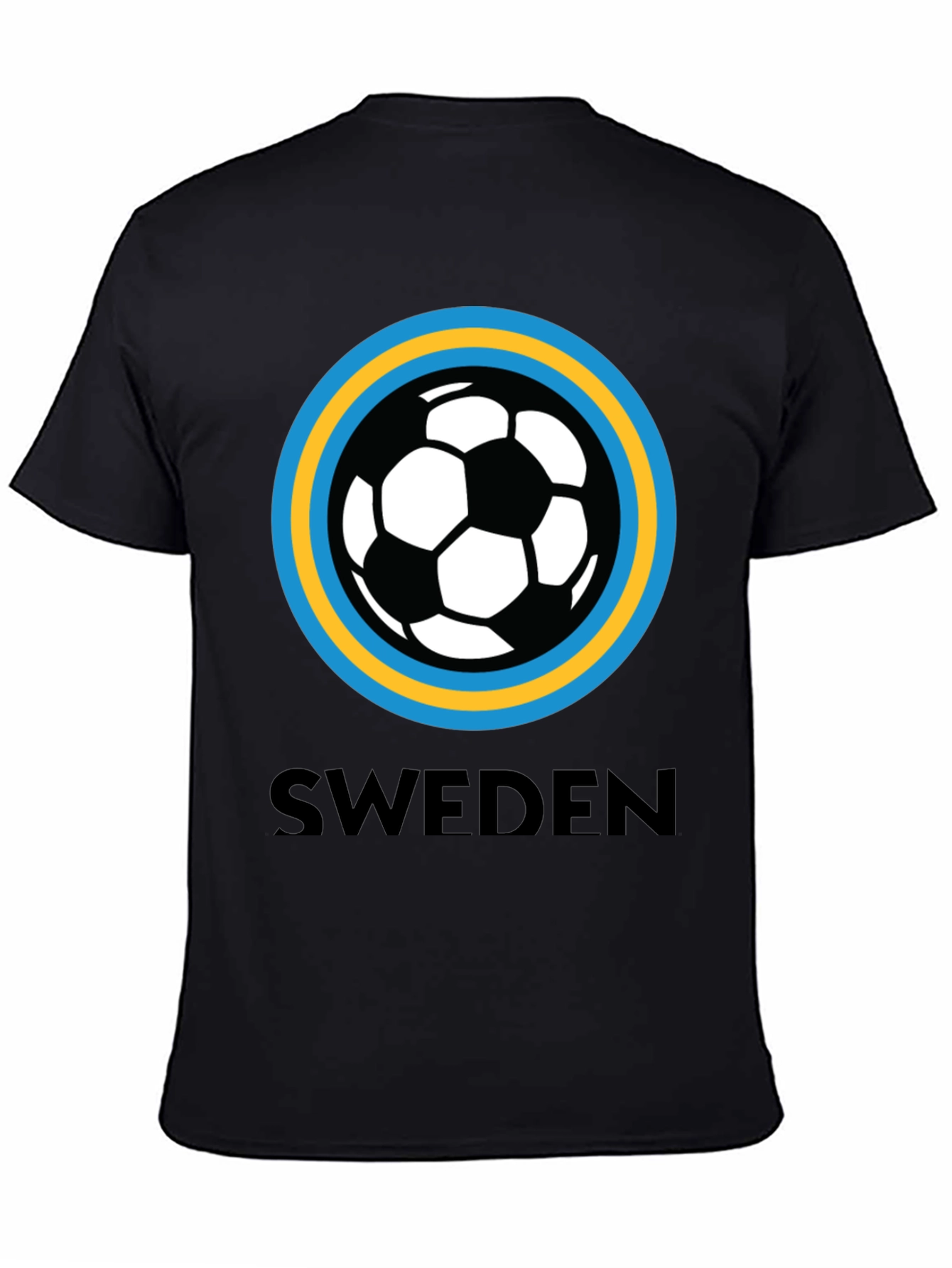 Sweden Soccer T-Shirt - Black Graphic Tee