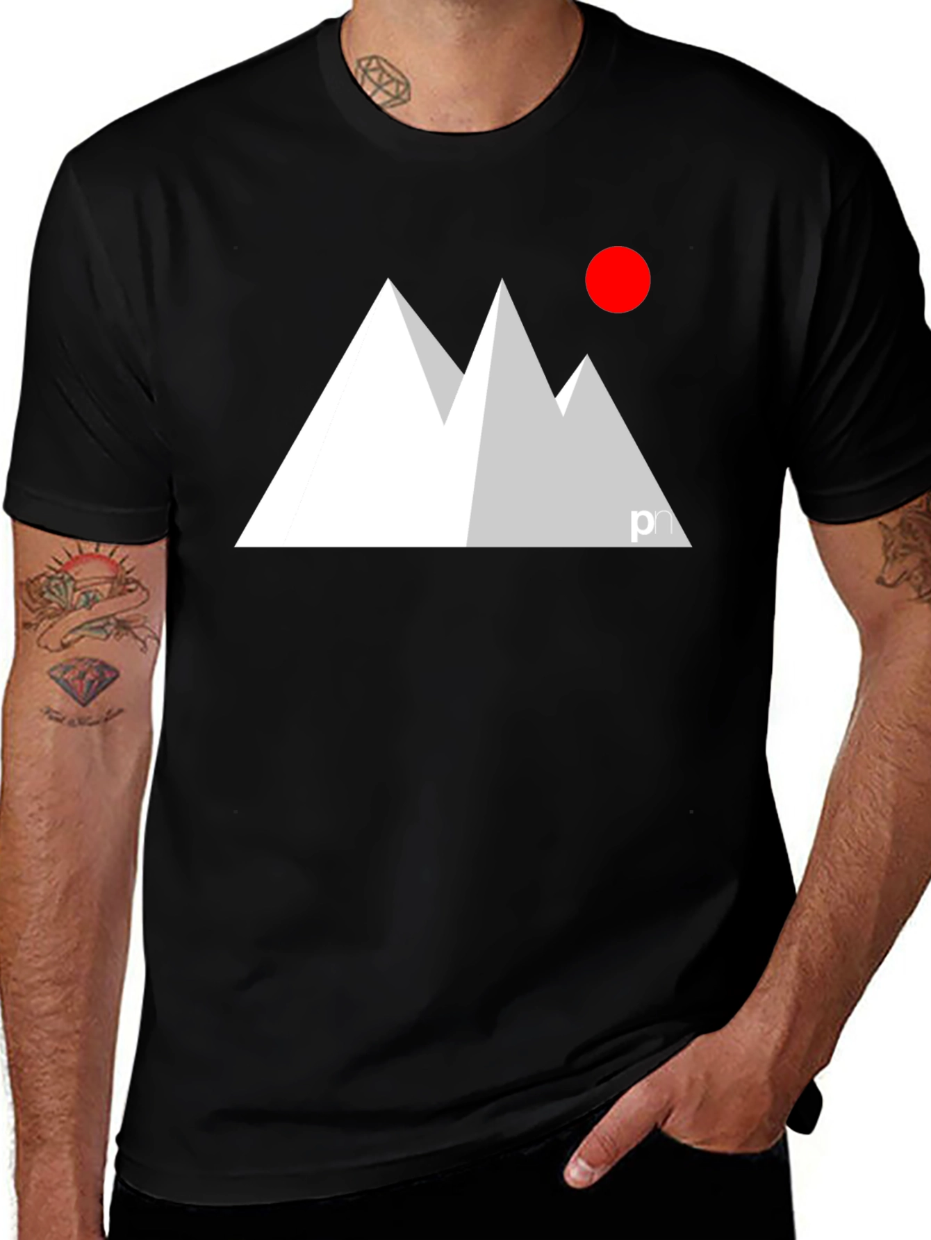 Modern Mountain Graphic Tee - Black