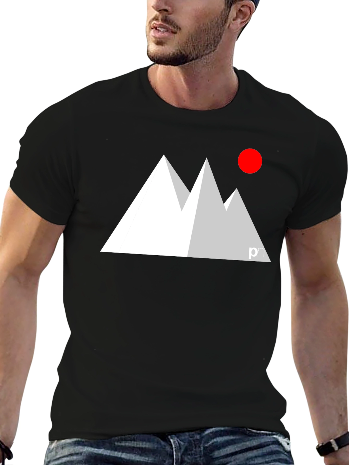 Modern Mountain Graphic Tee - Black