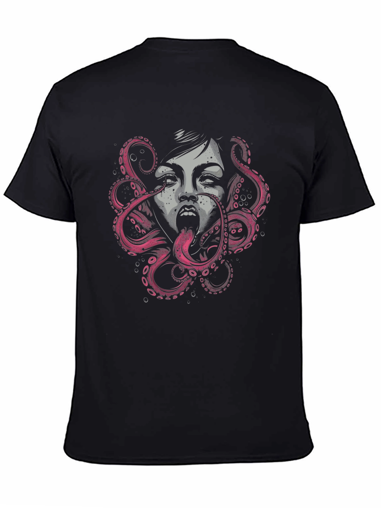 Octopus Woman Graphic Black T-Shirt