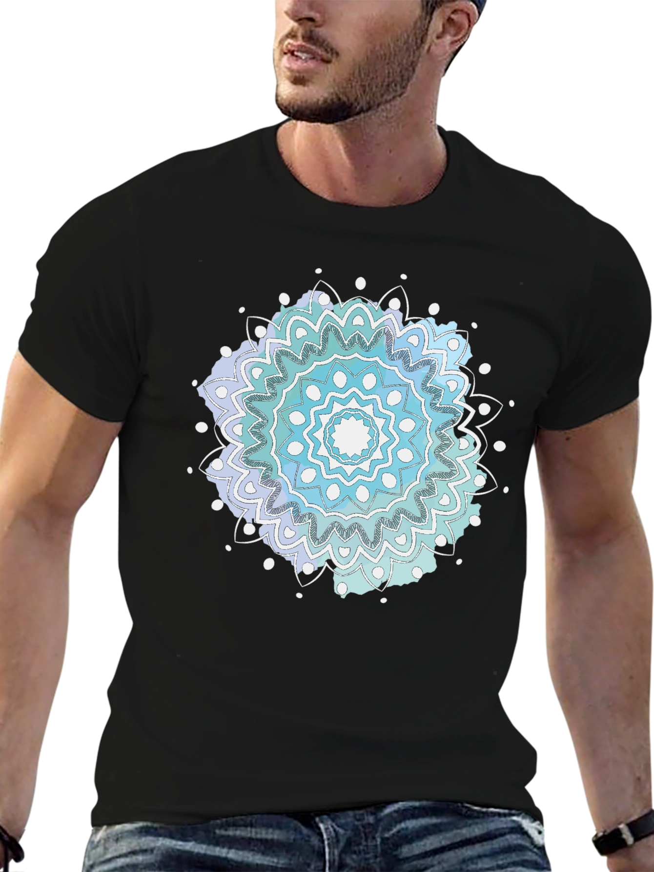 Mens Black Mandala Graphic Tee