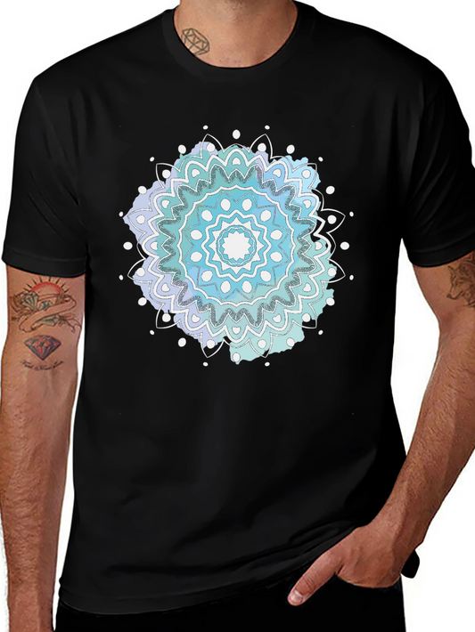 Mens Black Mandala Graphic Tee