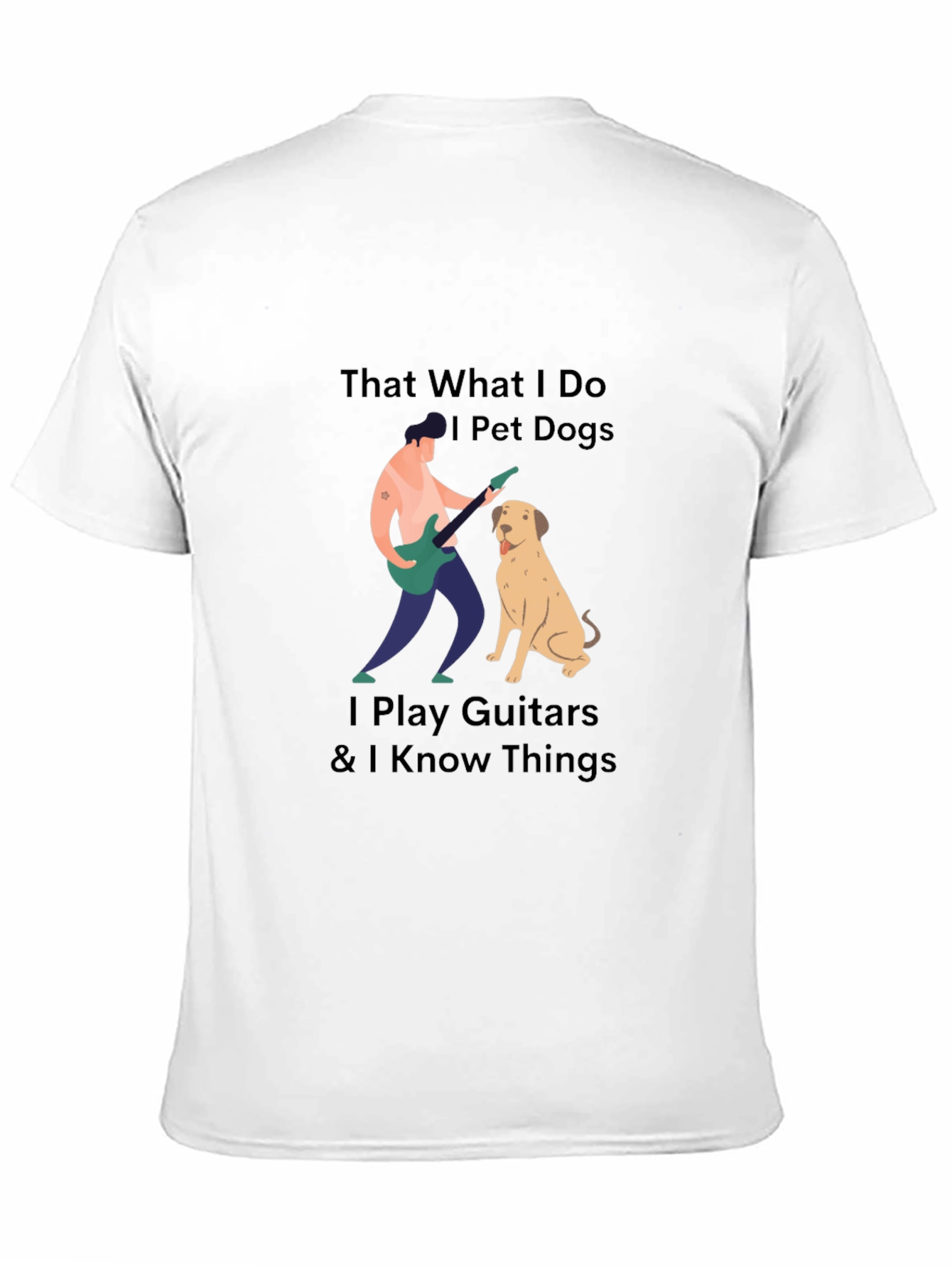 Mens Black T-Shirt - Dogs Guitars & Knowledge