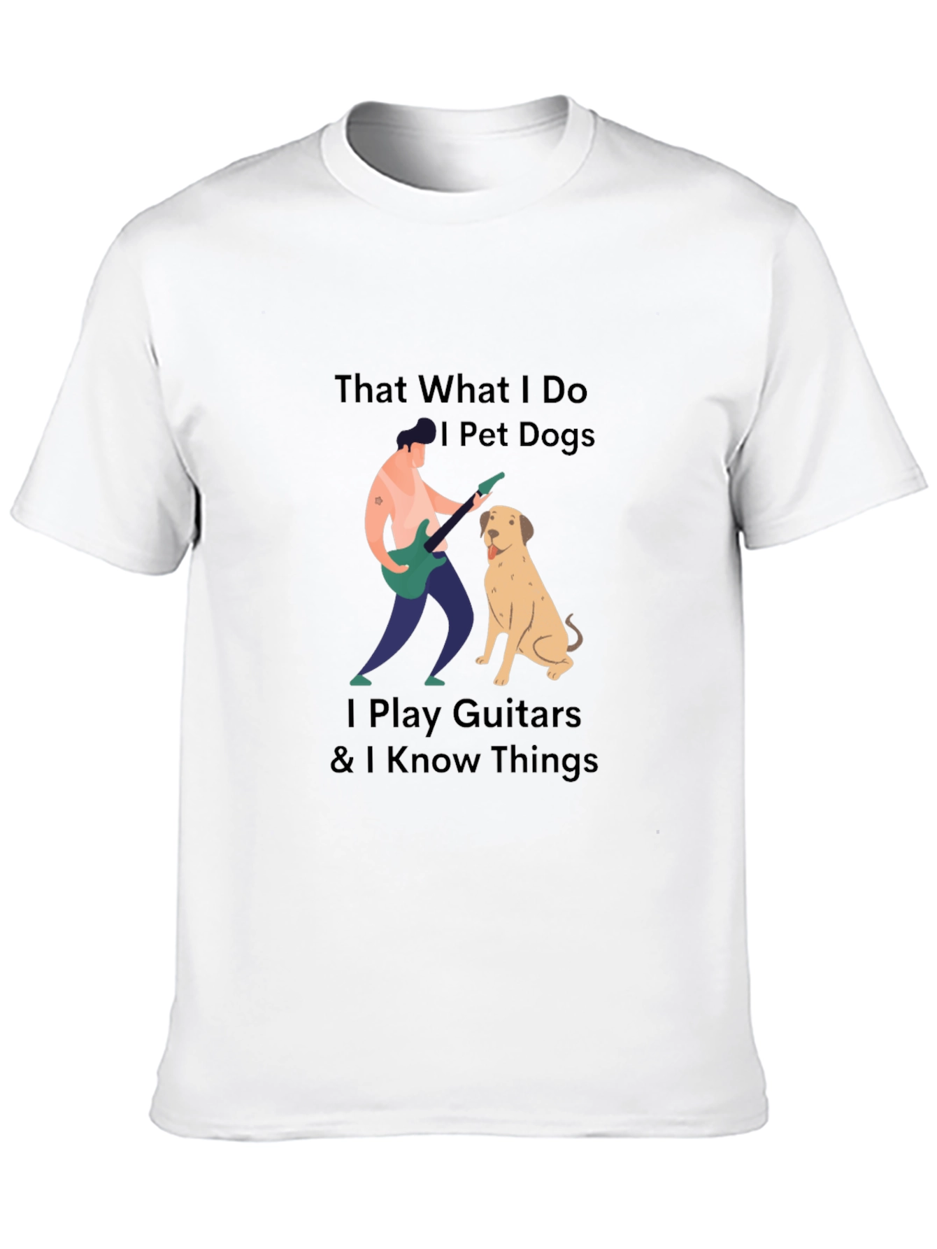 Mens Black T-Shirt - Dogs Guitars & Knowledge