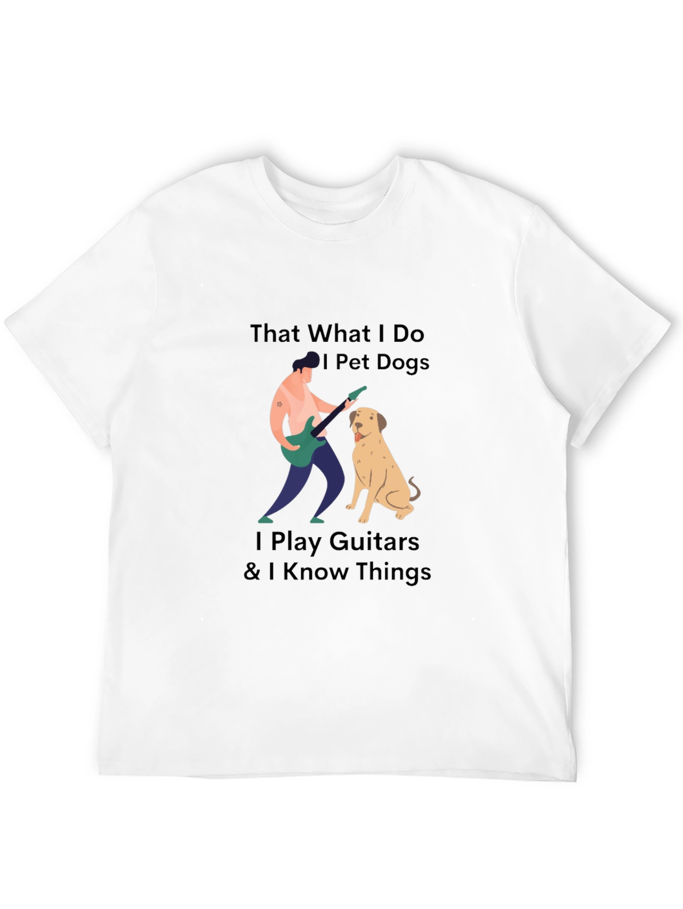 Mens Black T-Shirt - Dogs Guitars & Knowledge