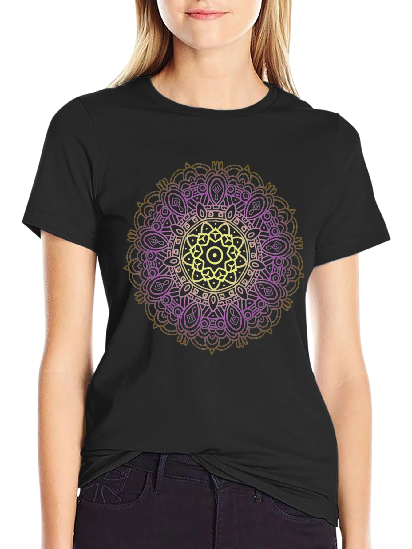 Mandala Graphic Tee - Stylish Black T-Shirt