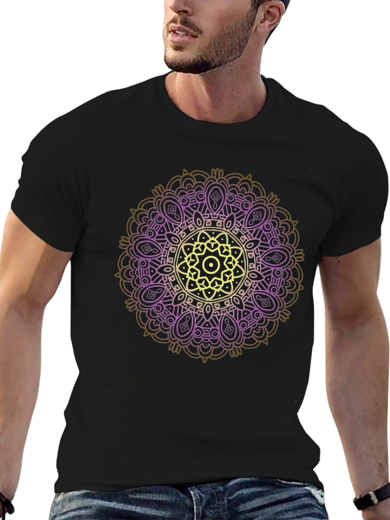 Mandala Graphic Tee - Stylish Black T-Shirt