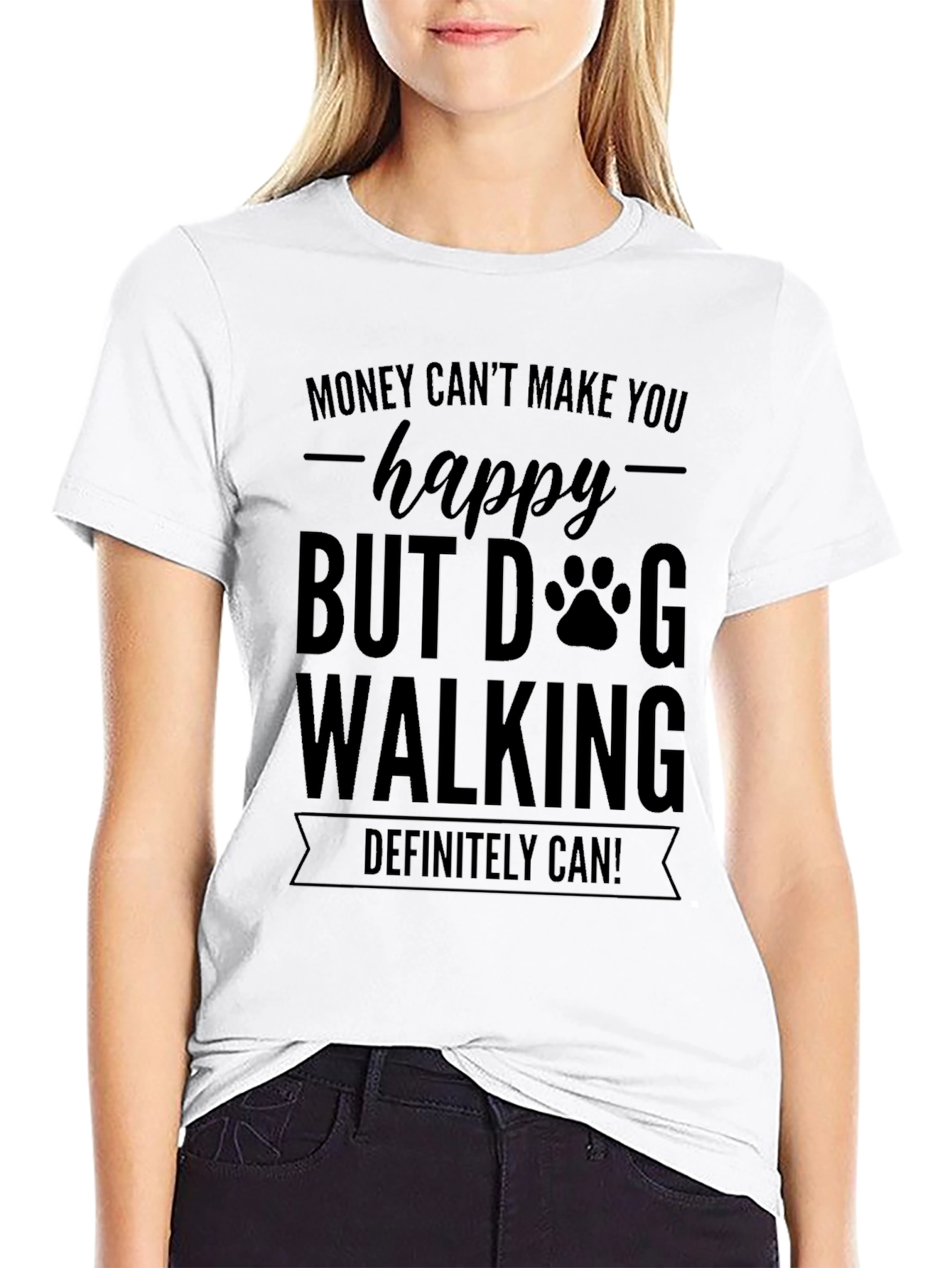 Dog Walking Happy Graphic T-Shirt