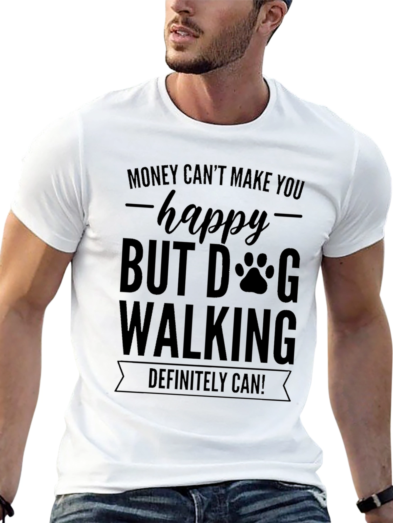Dog Walking Happy Graphic T-Shirt