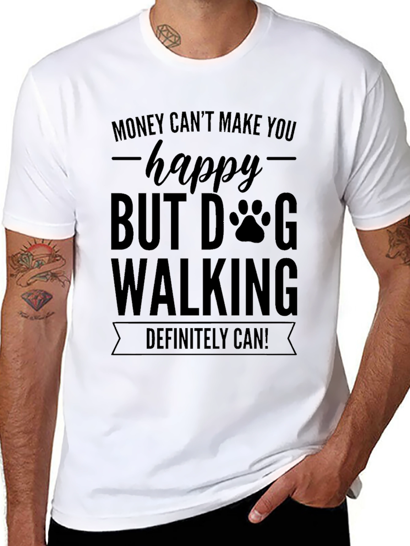 Dog Walking Happy Graphic T-Shirt